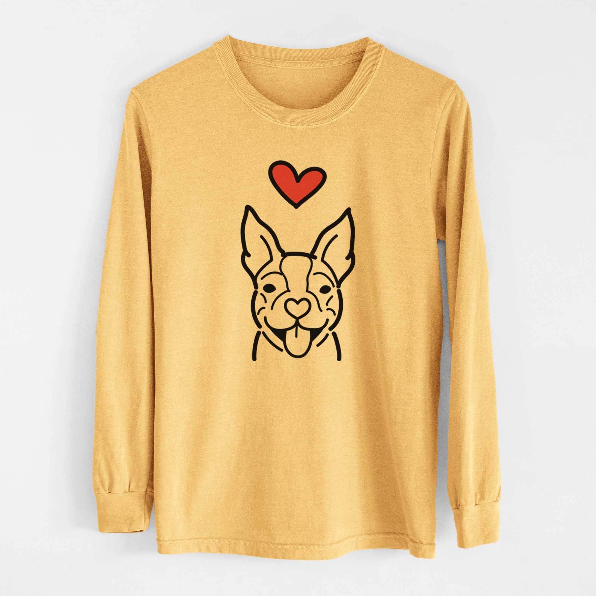 Love Always Happy Boston Terrier - Heavyweight 100% Cotton Long Sleeve