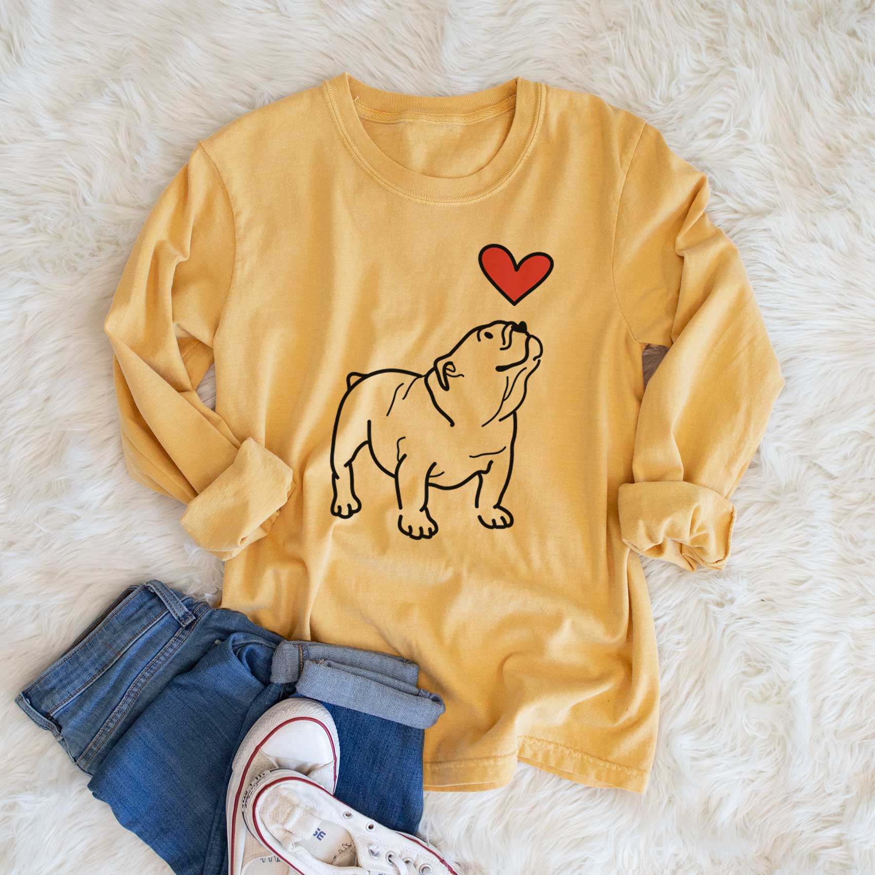 Love Always English Bulldog - Bruno - Heavyweight 100% Cotton Long Sleeve