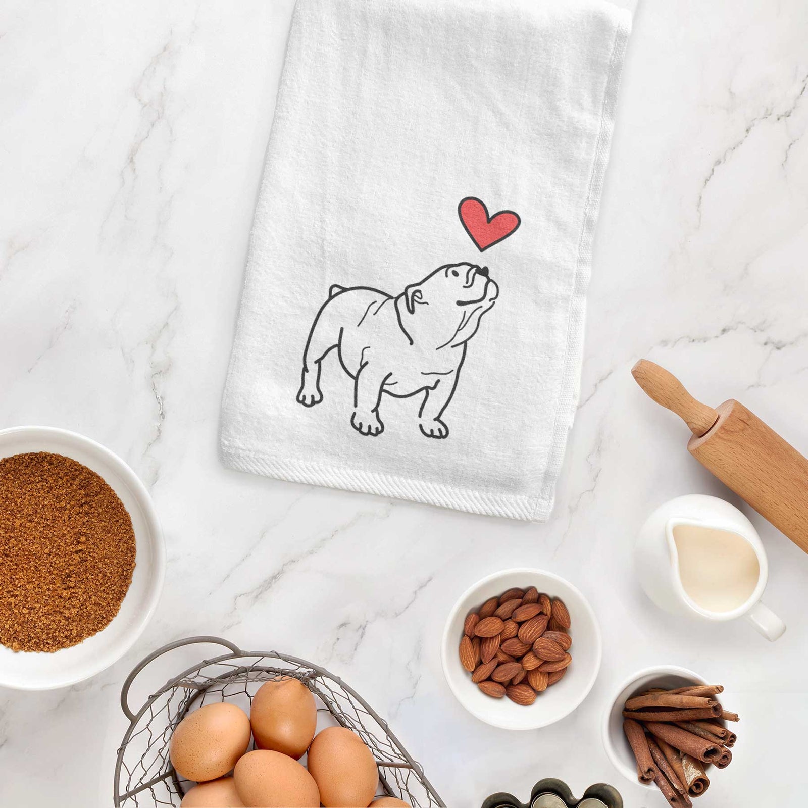 Love Always English Bulldog - Bruno - Decorative Hand Towel