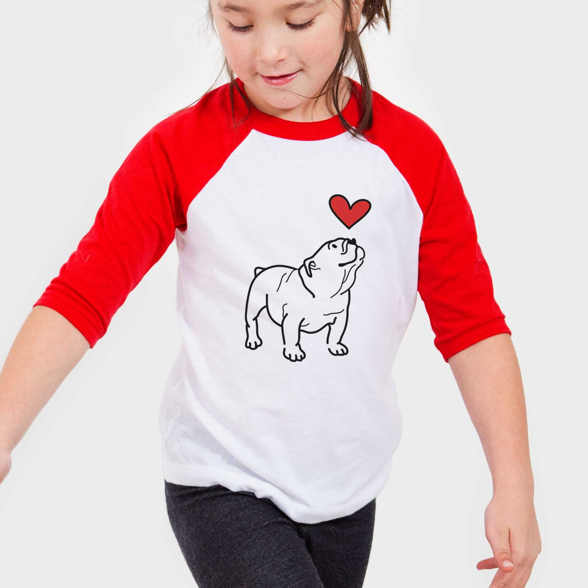 Love Always English Bulldog - Bruno - Youth 3/4 Long Sleeve