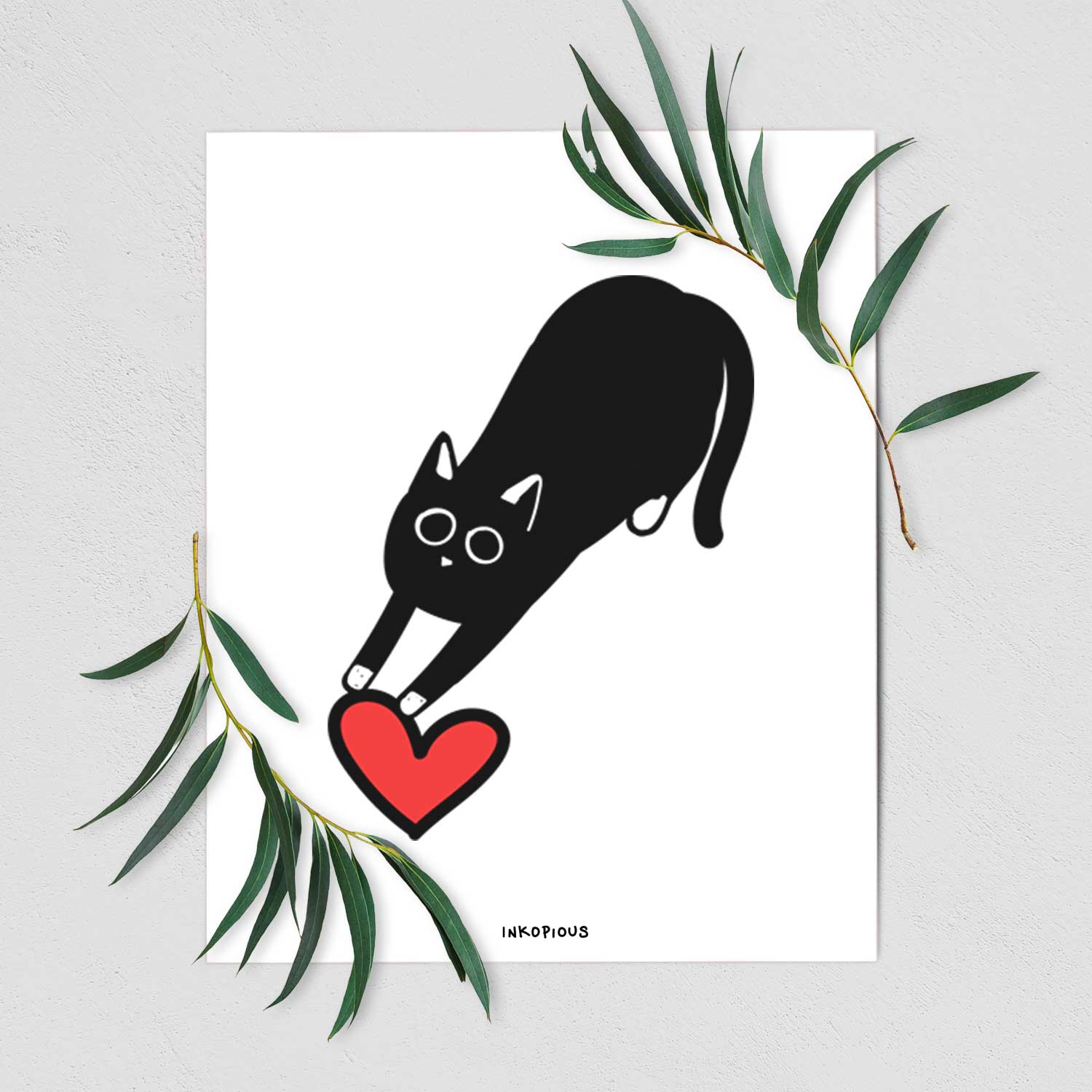 Love Always Black Cat - Bug Art Print