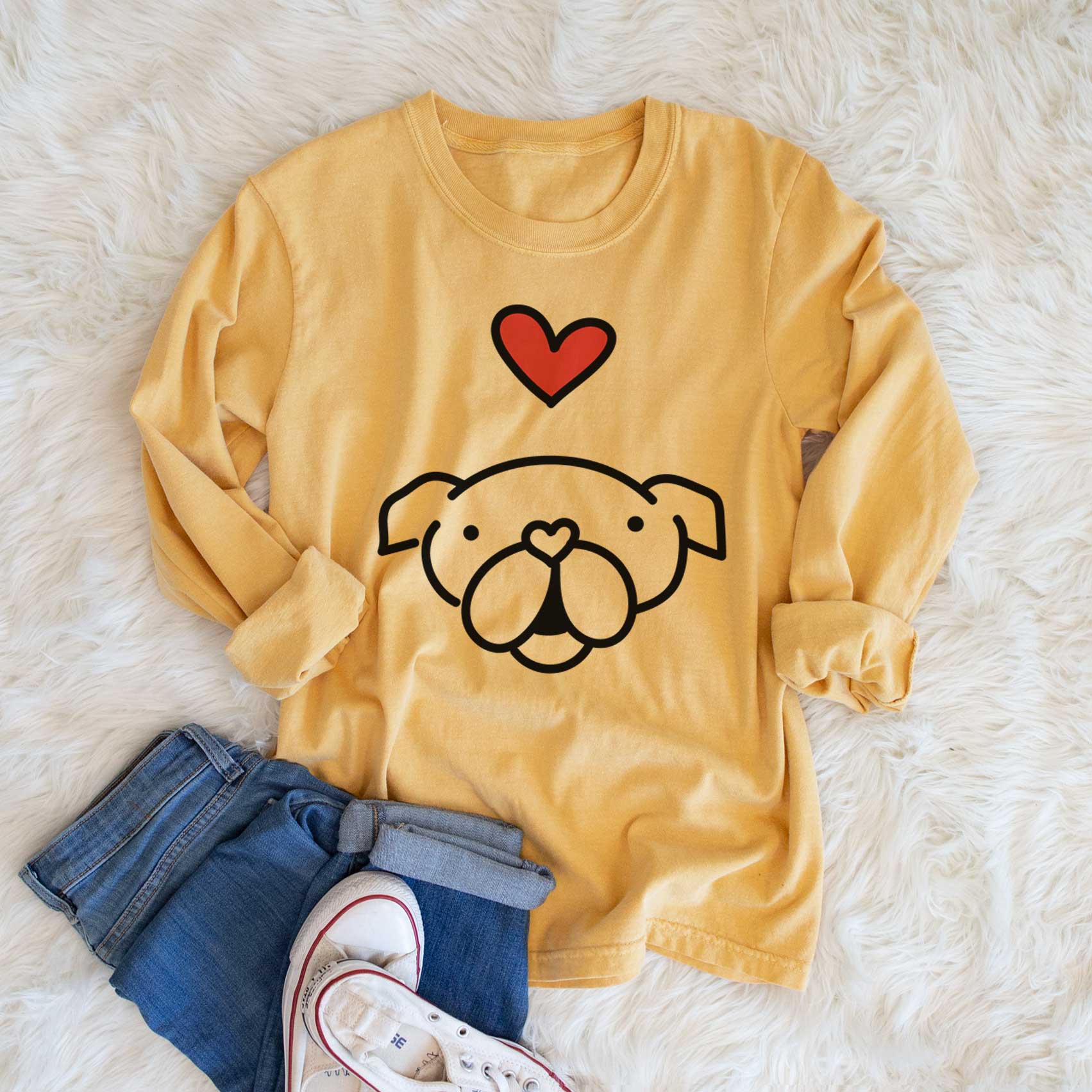 Love Always English Bulldog - Heavyweight 100% Cotton Long Sleeve