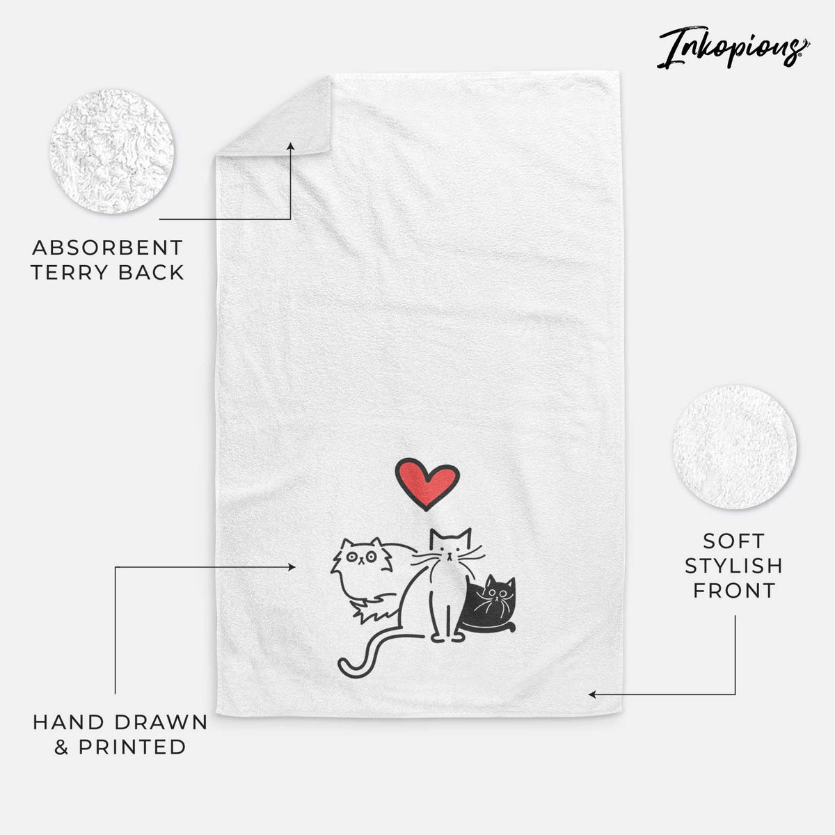 Love Always Cats - Cats - Decorative Hand Towel