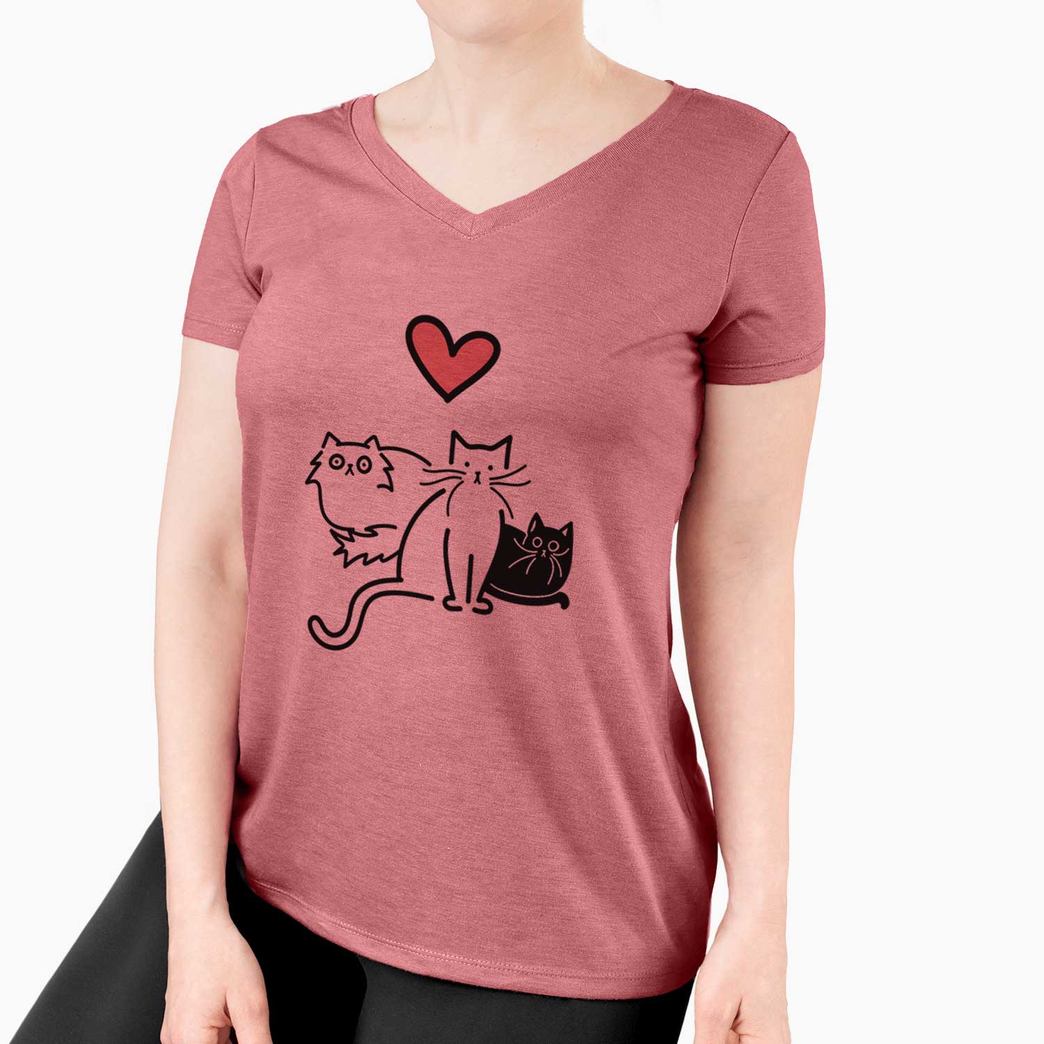 Love Always Cats - Cats - Women's V-neck Shirt