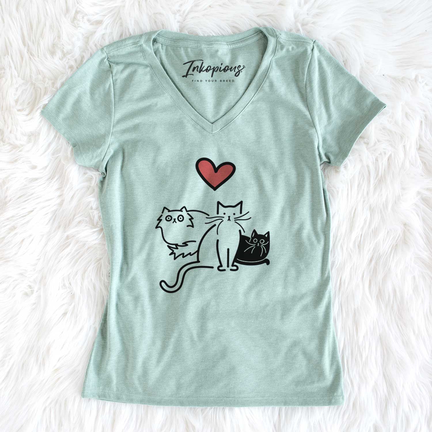 Love Always Cats - Cats - Women's V-neck Shirt