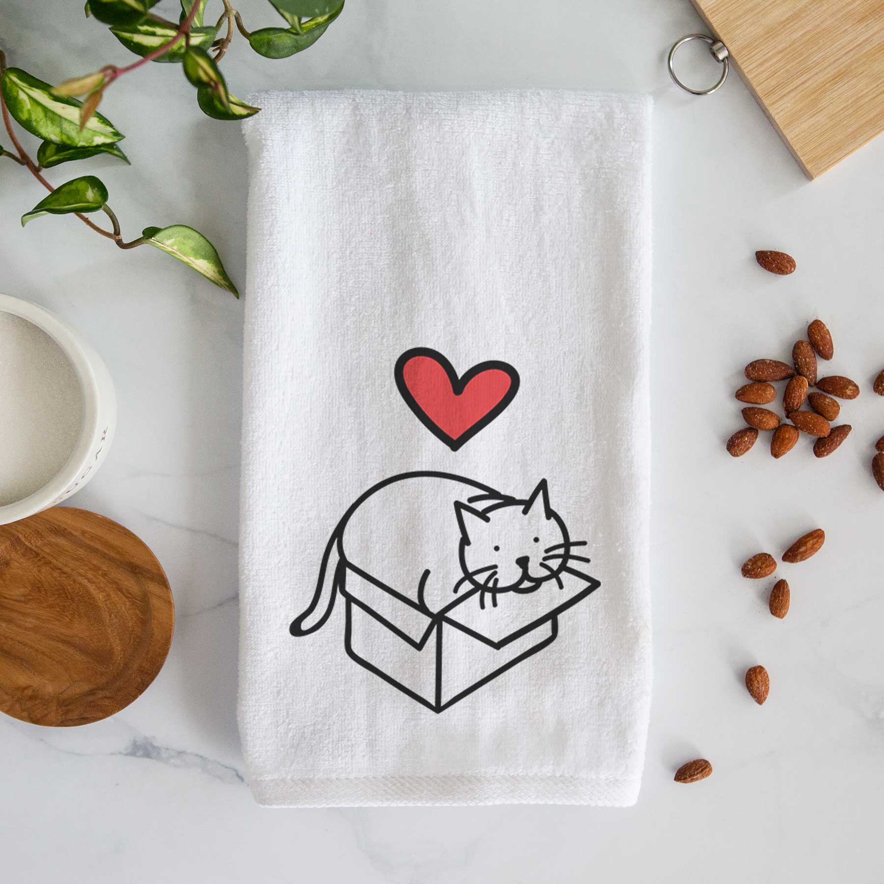 Love Always Cat in a Box - Charlie - Decorative Hand Towel