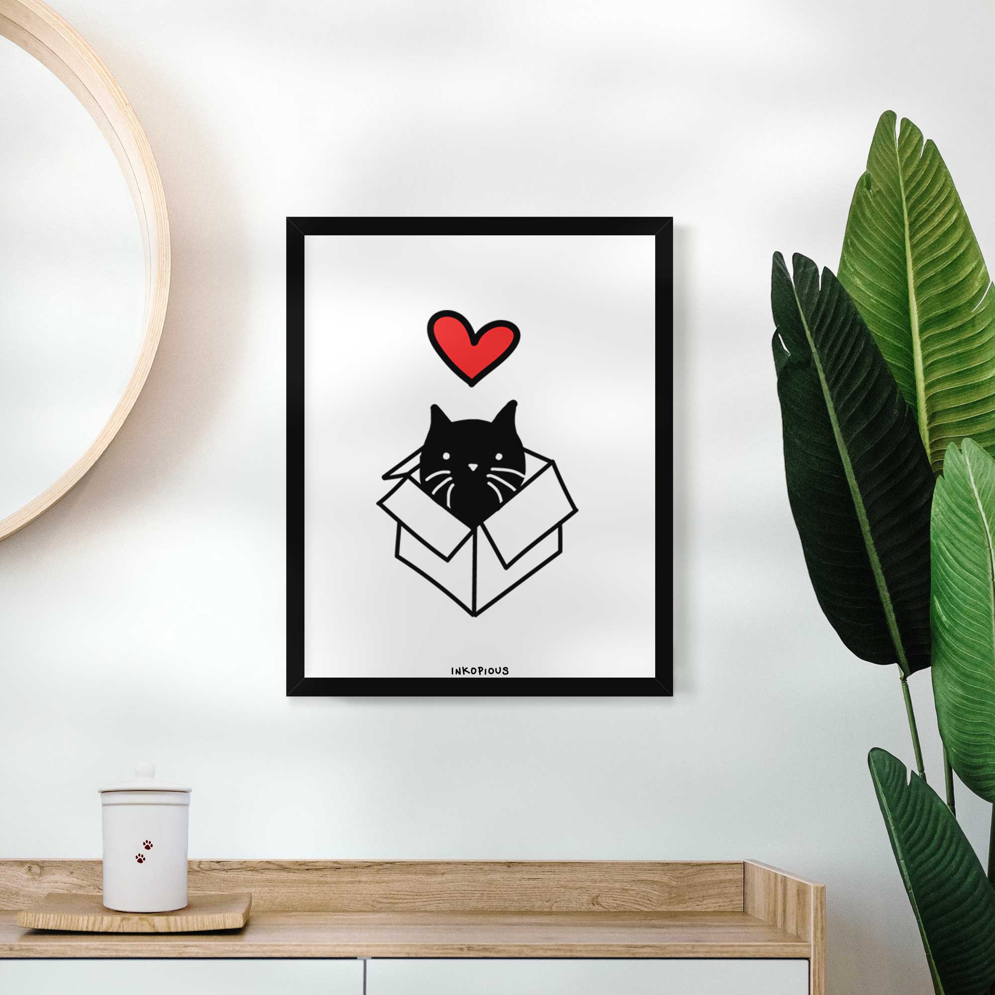 Love Always Black Cat in a Box - Doc Art Print