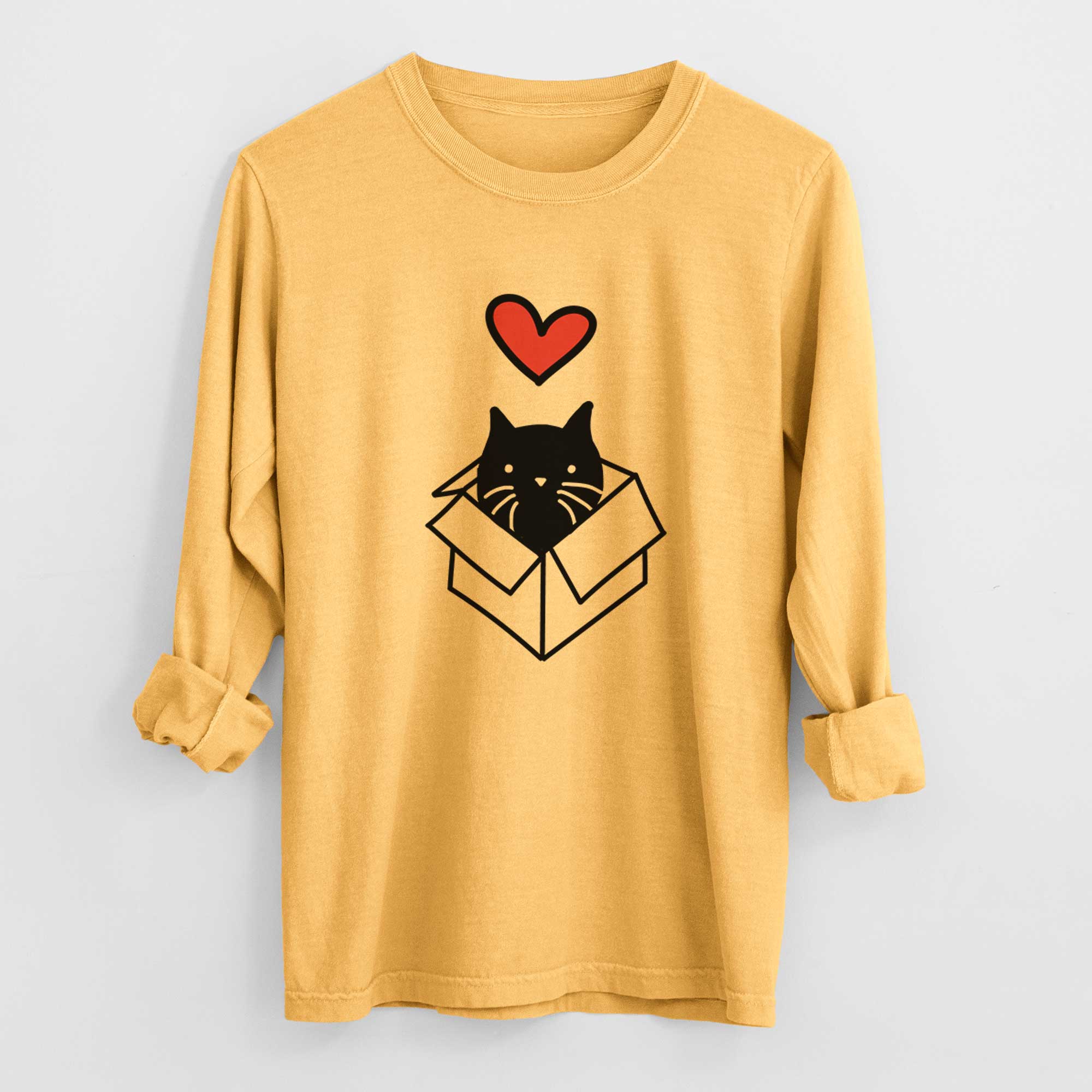 Love Always Black Cat in a Box - Doc - Heavyweight 100% Cotton Long Sleeve