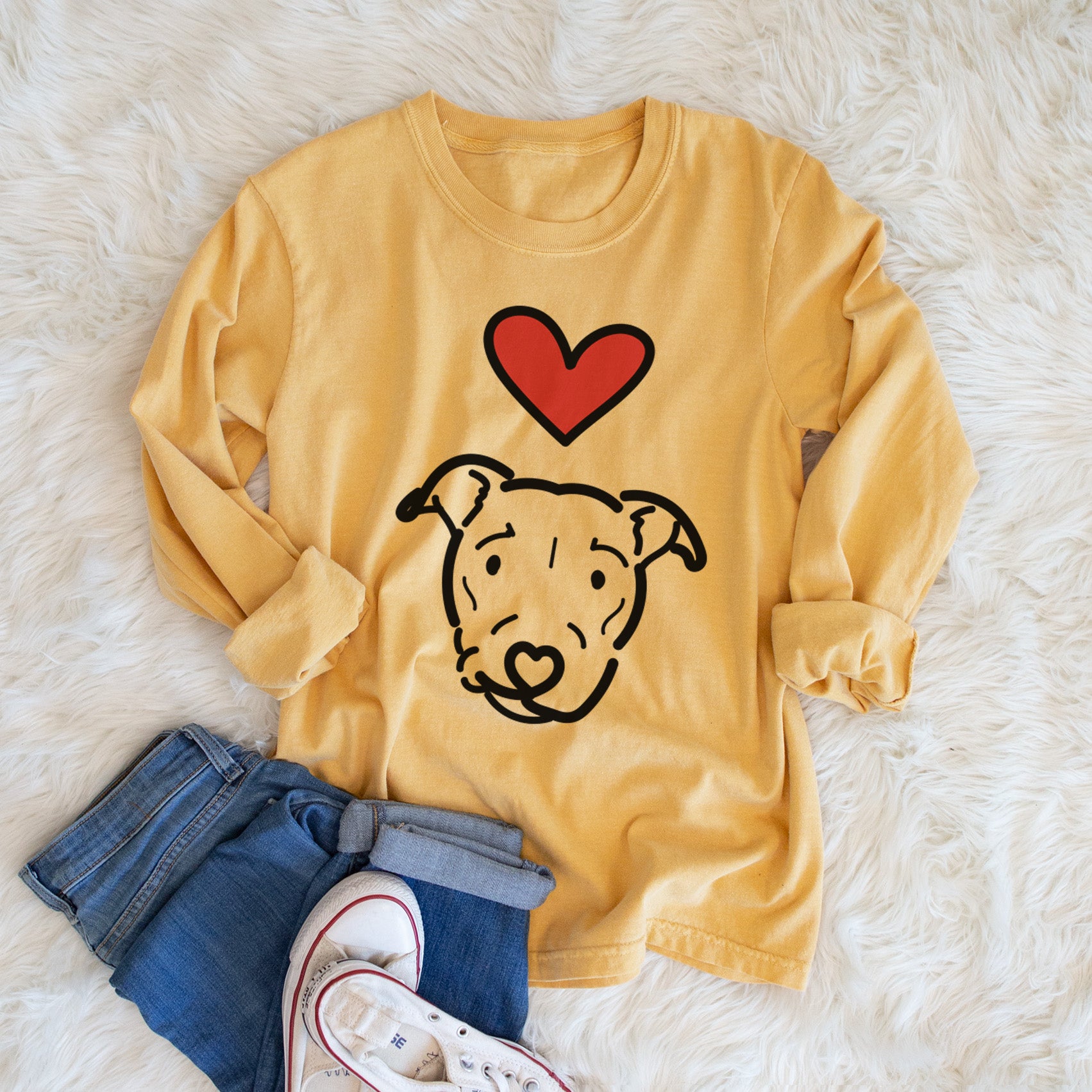 Love Always Pitbull Mix - Ernie - Heavyweight 100% Cotton Long Sleeve