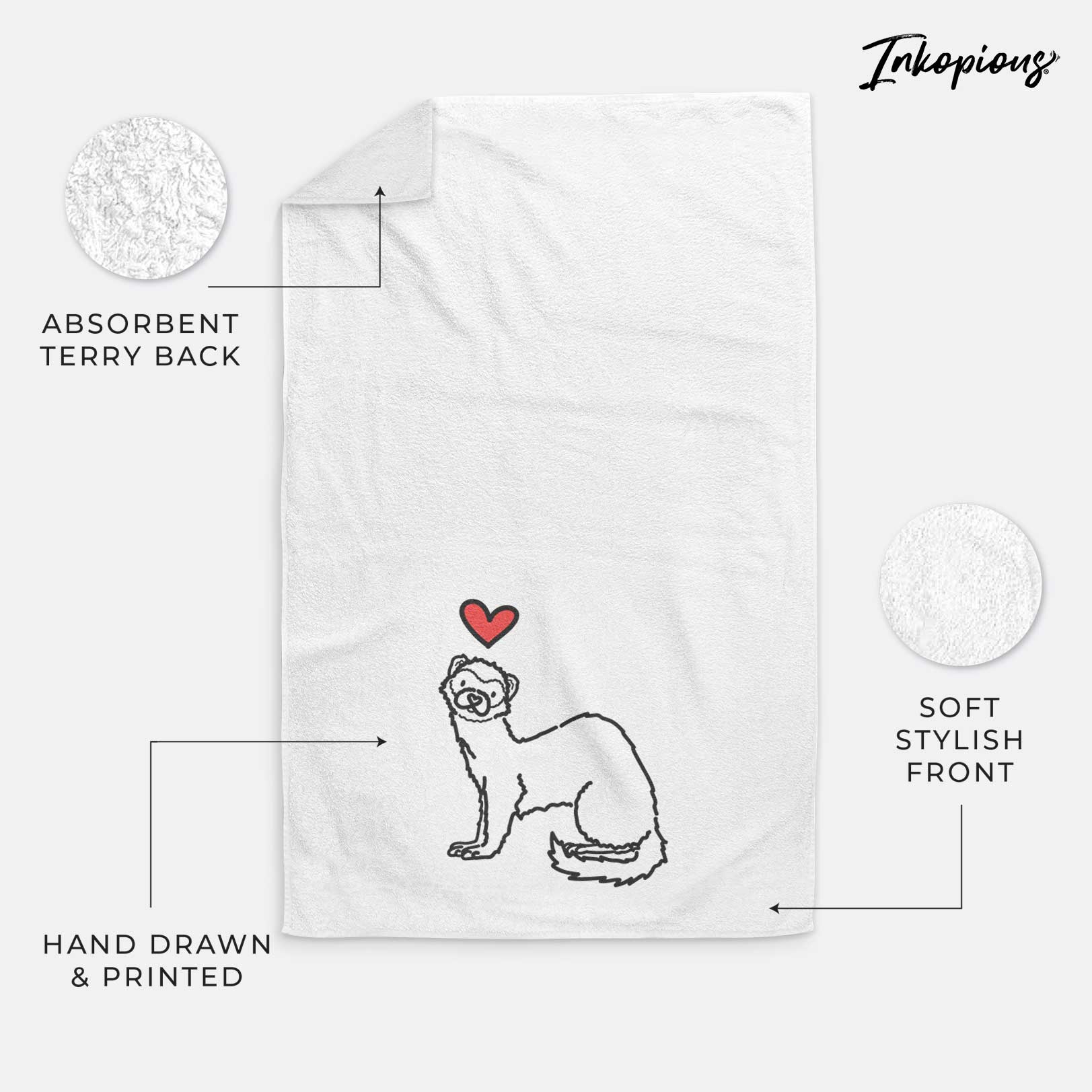 Love Always Ferret - Fern - Decorative Hand Towel