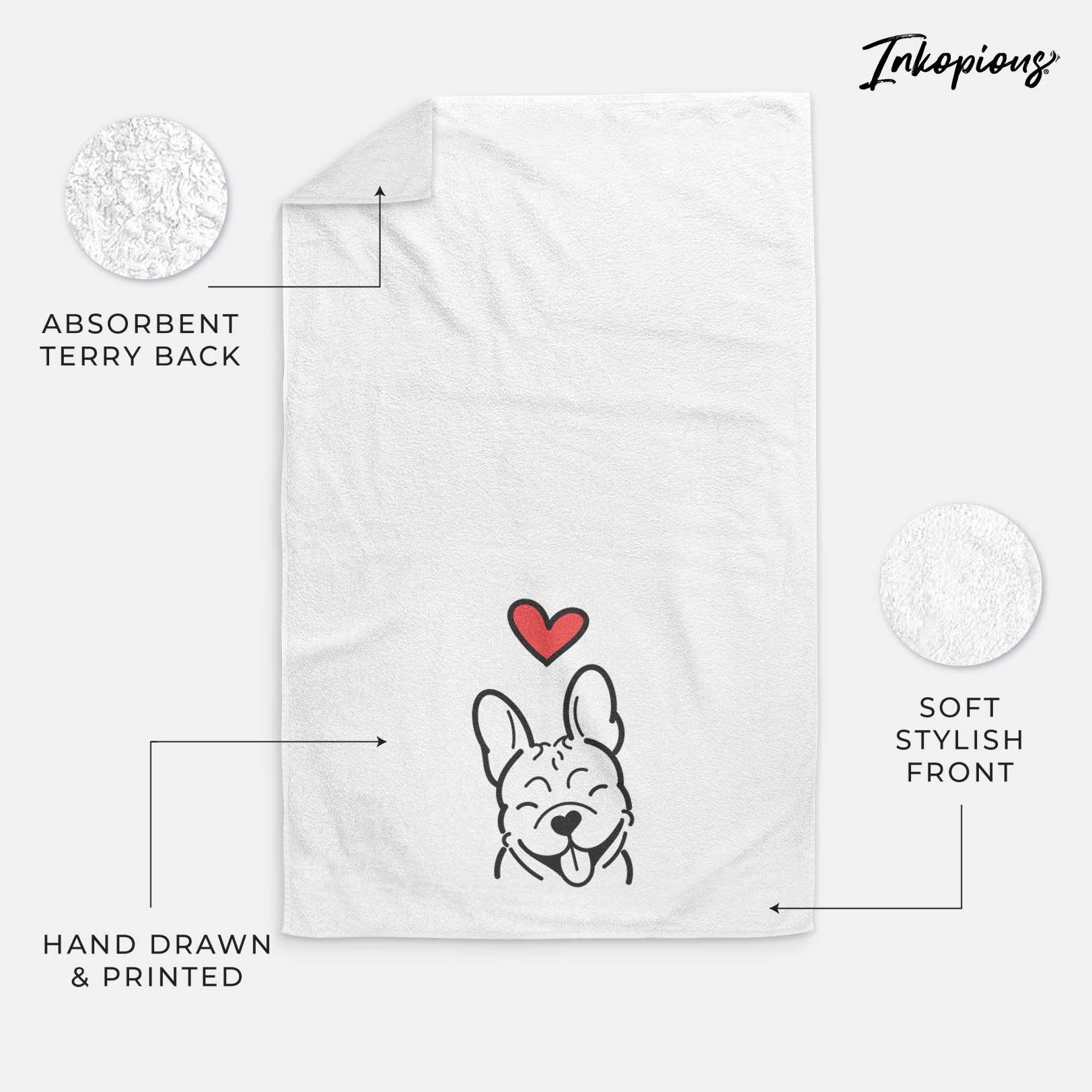 Love Always French Bulldog - Decorative Hand Towel