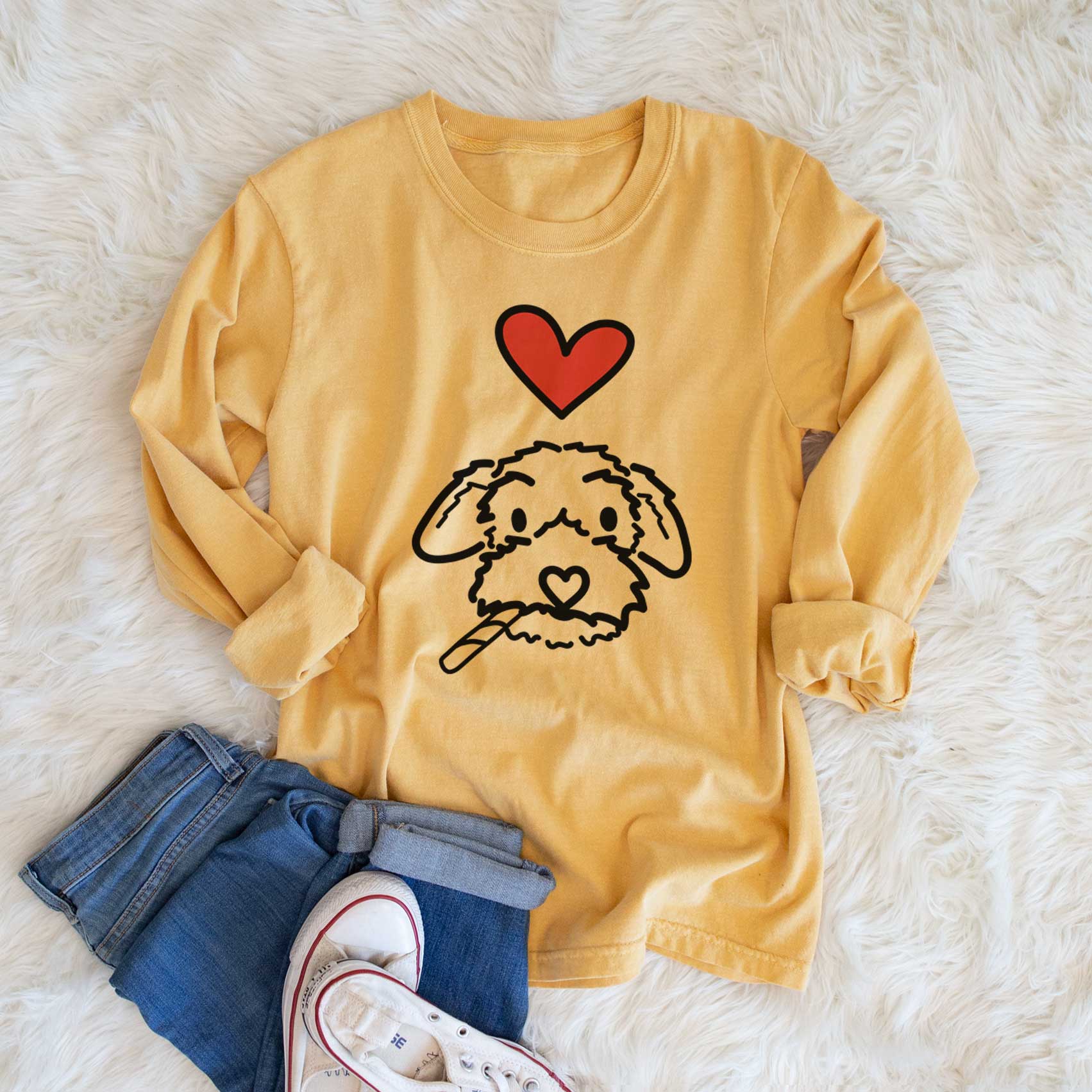 Love Always Poodle Mix - Gomer - Heavyweight 100% Cotton Long Sleeve