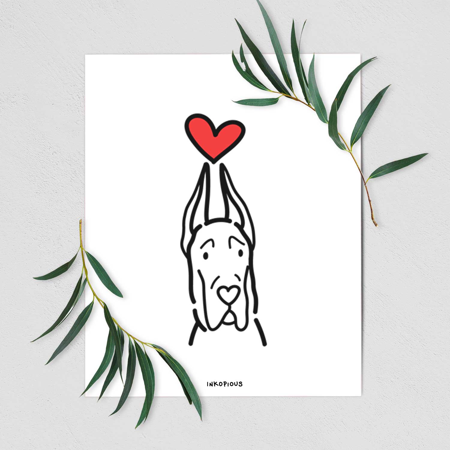 Love Always Great Dane with Cropped Ears Art Print