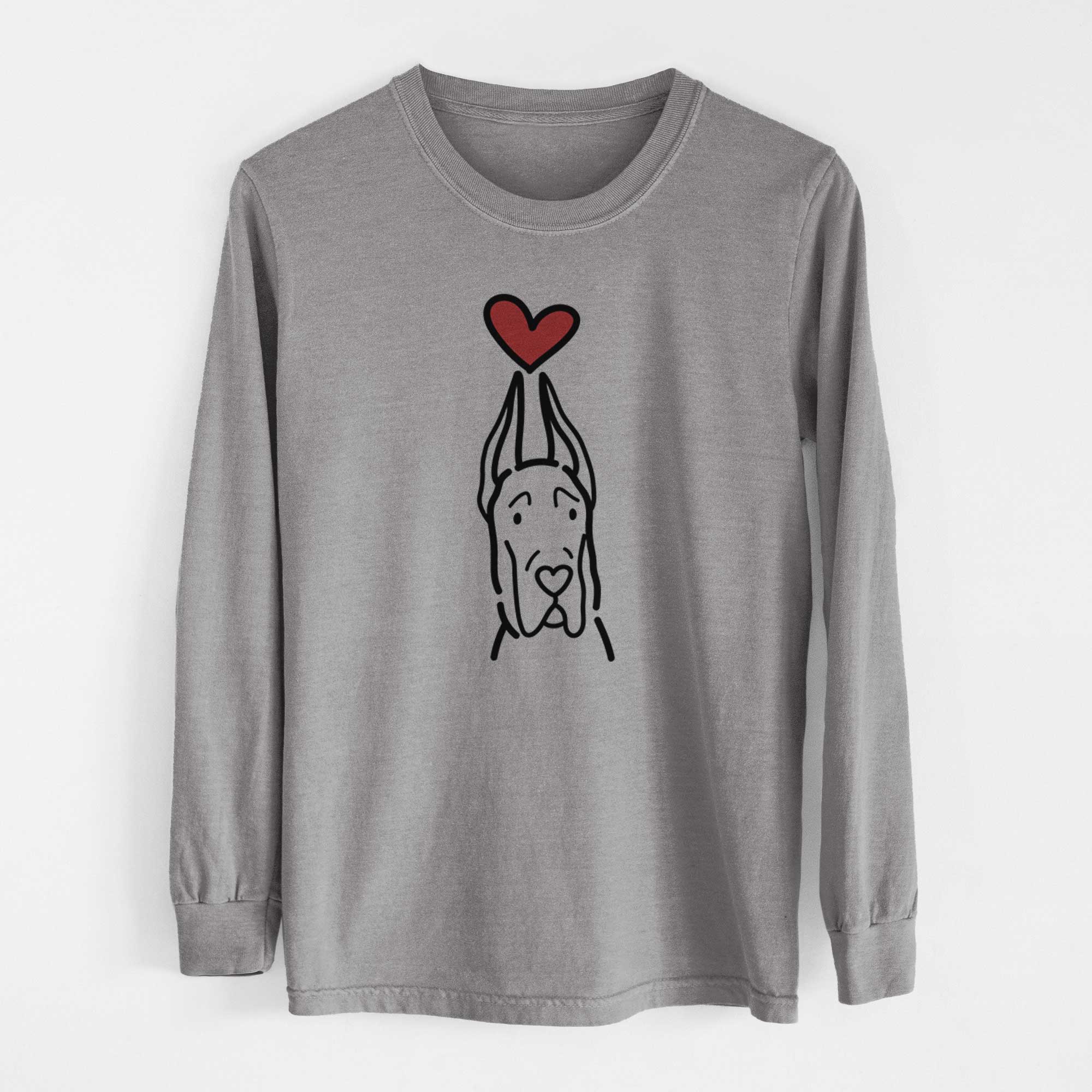 Love Always Great Dane with Cropped Ears - Heavyweight 100% Cotton Long Sleeve