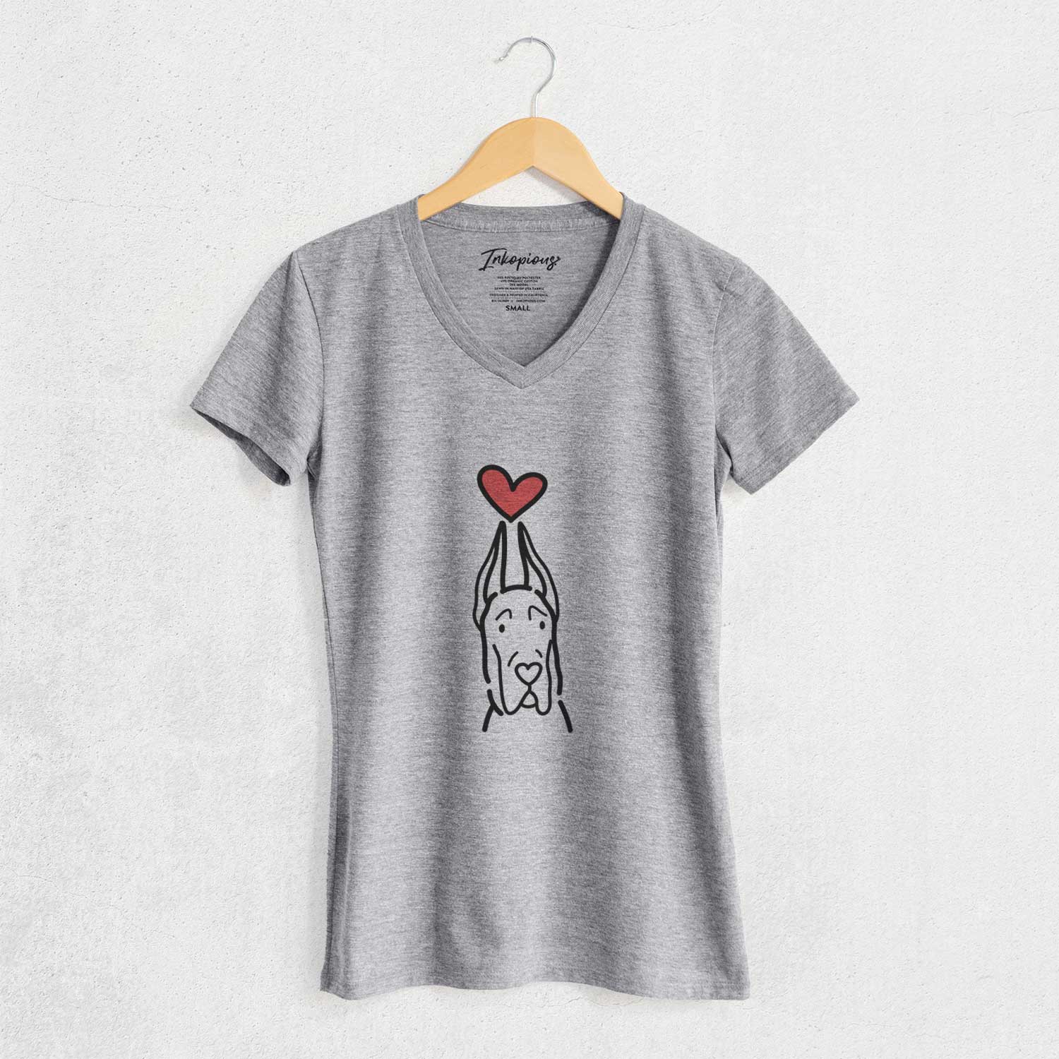 Love Always Great Dane with Cropped Ears - Women's V-neck Shirt