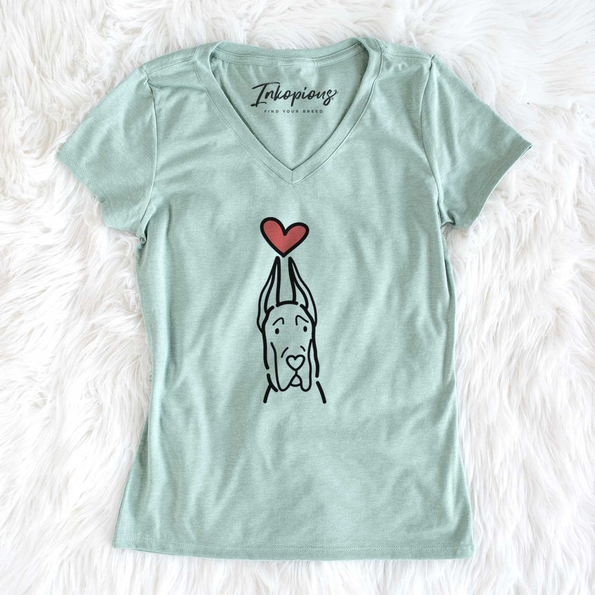 Love Always Great Dane with Cropped Ears - Women&#39;s V-neck Shirt