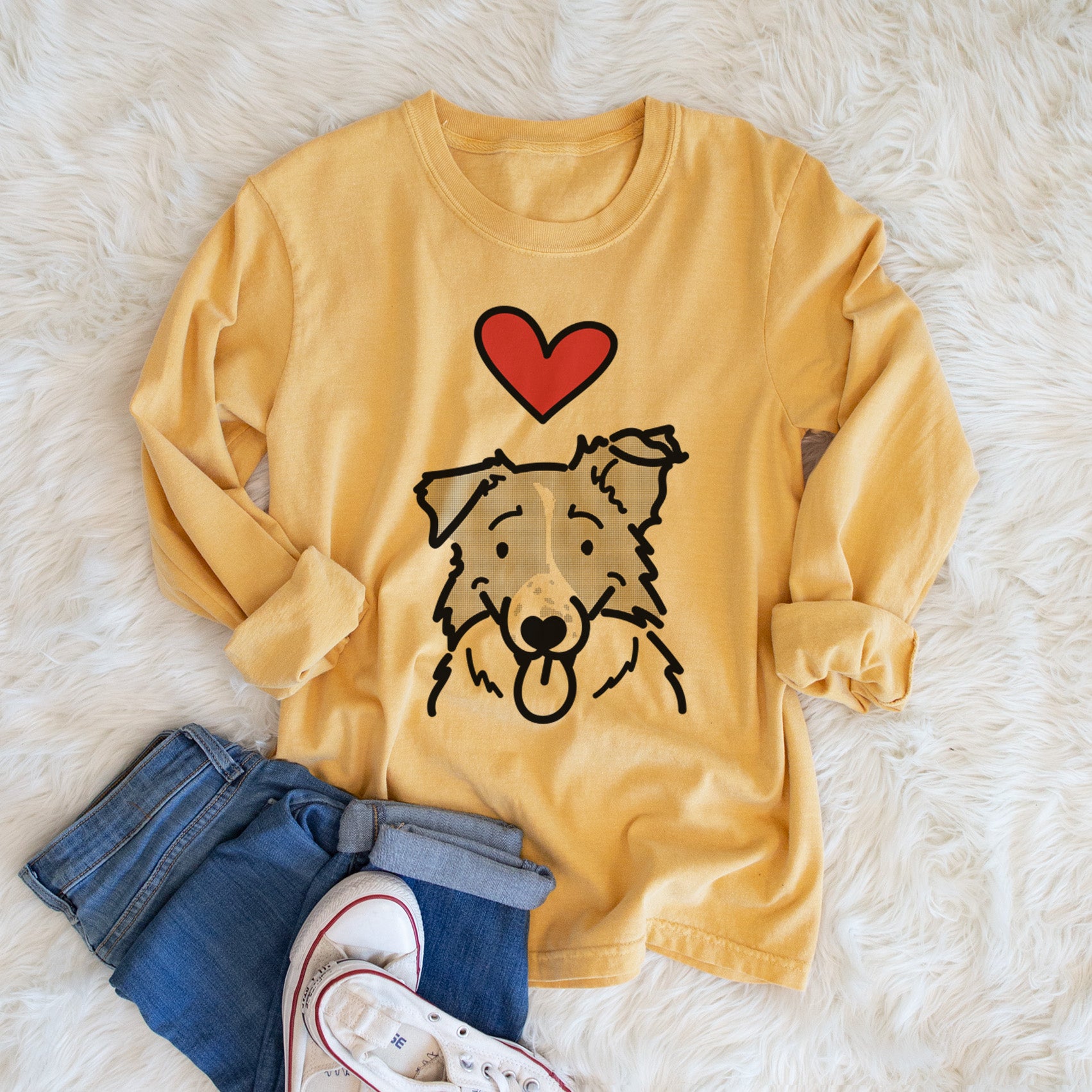 Love Always Border Collie - Jam - Heavyweight 100% Cotton Long Sleeve