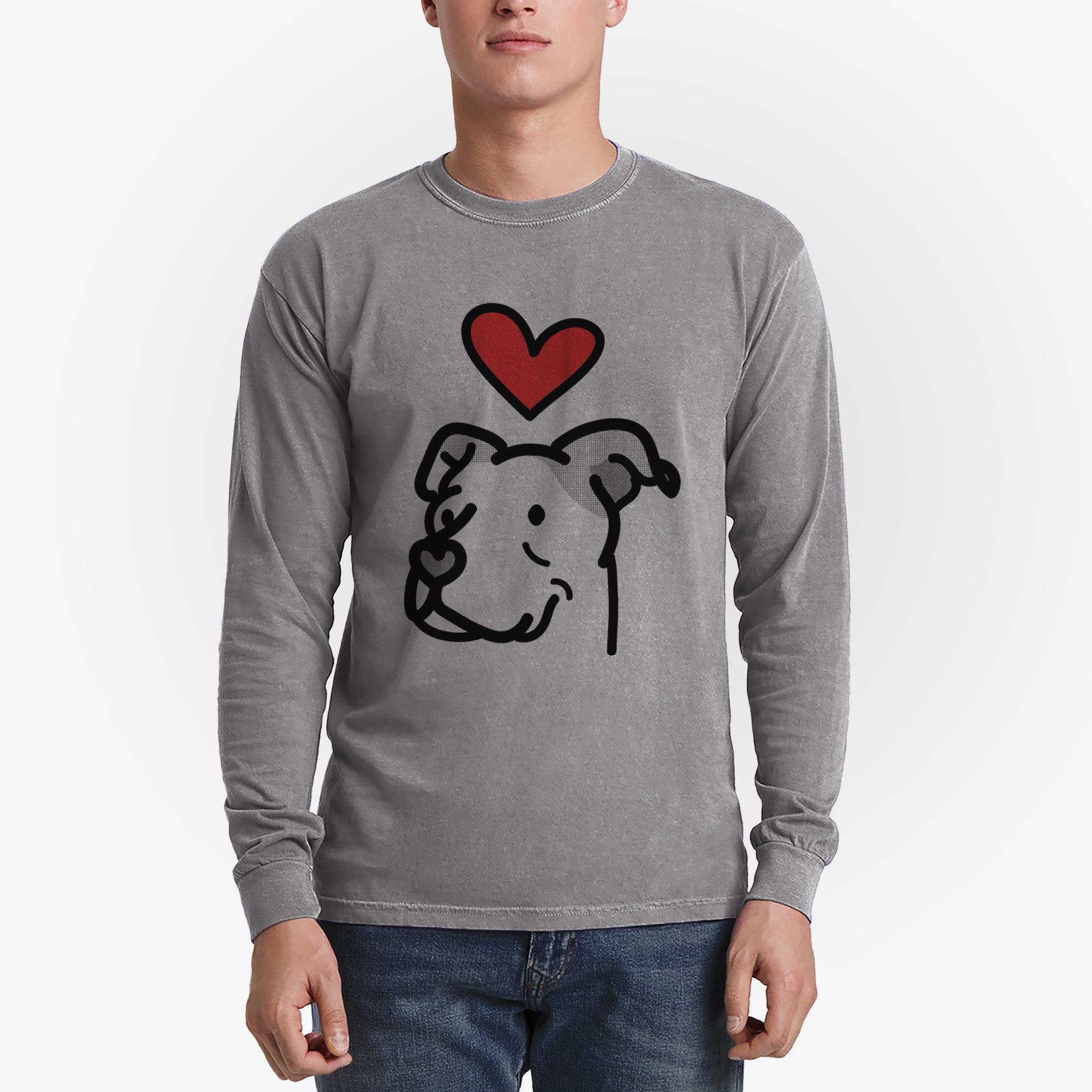 Love Always Pitbull Mix - Mr. Sir - Heavyweight 100% Cotton Long Sleeve