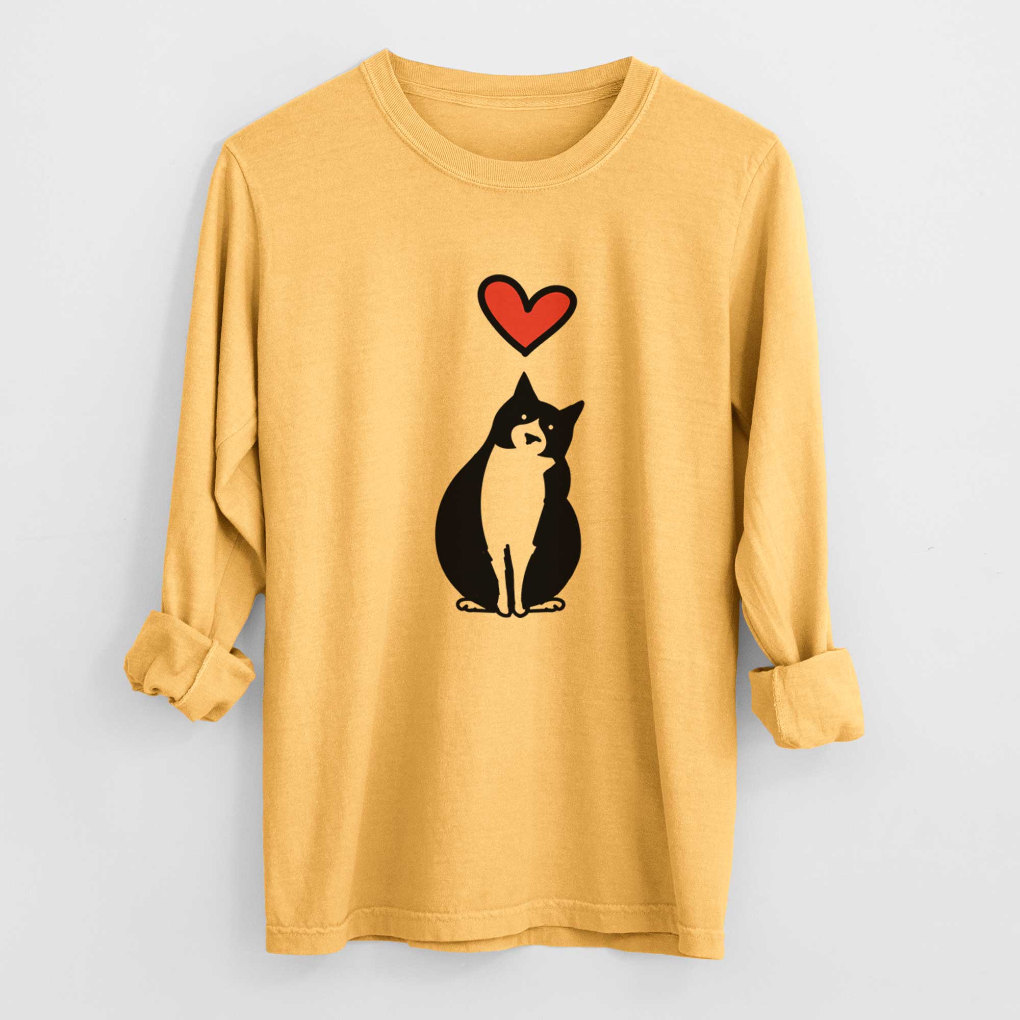 Love Always Tuxedo Cat - Oliver - Heavyweight 100% Cotton Long Sleeve