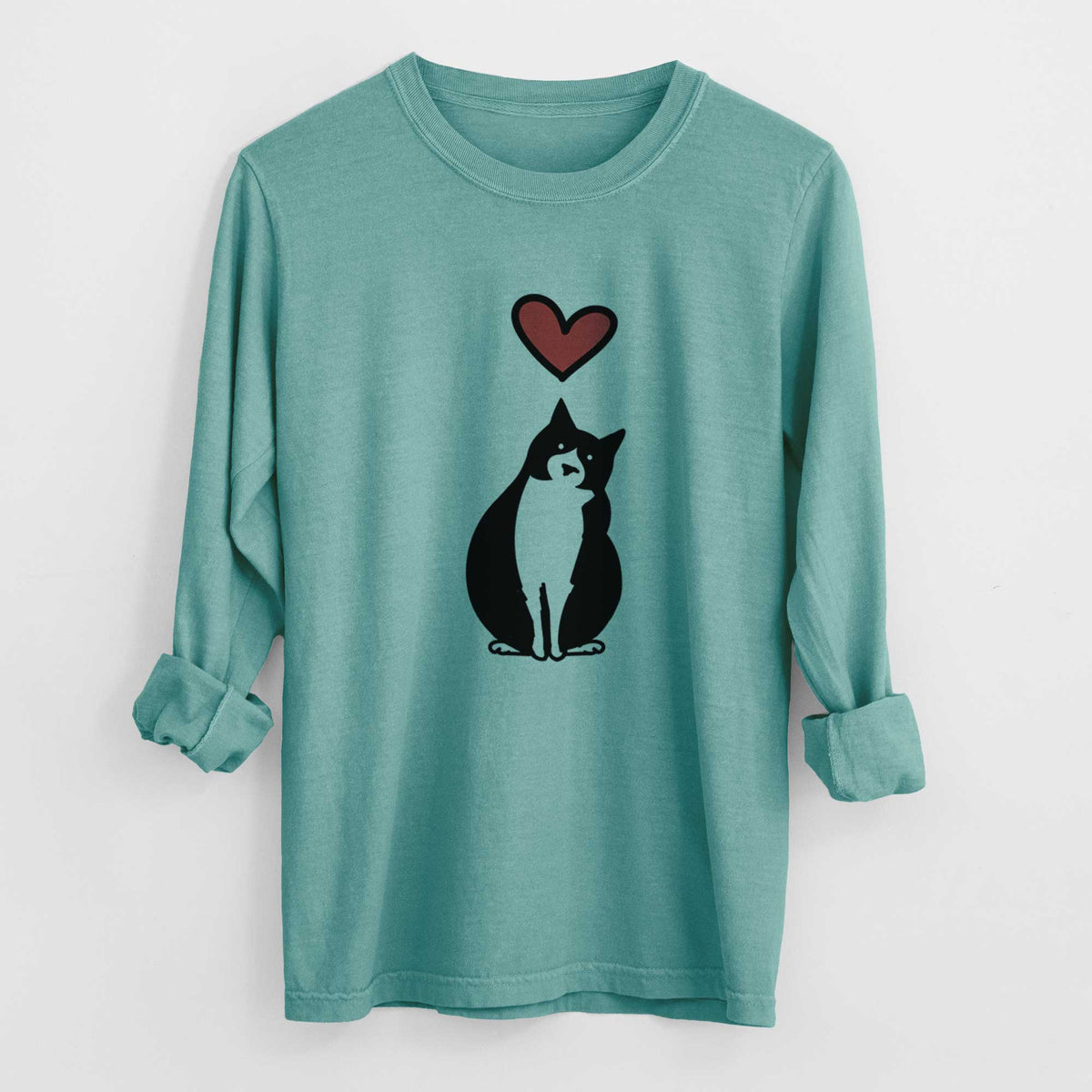 Love Always Tuxedo Cat - Oliver - Heavyweight 100% Cotton Long Sleeve