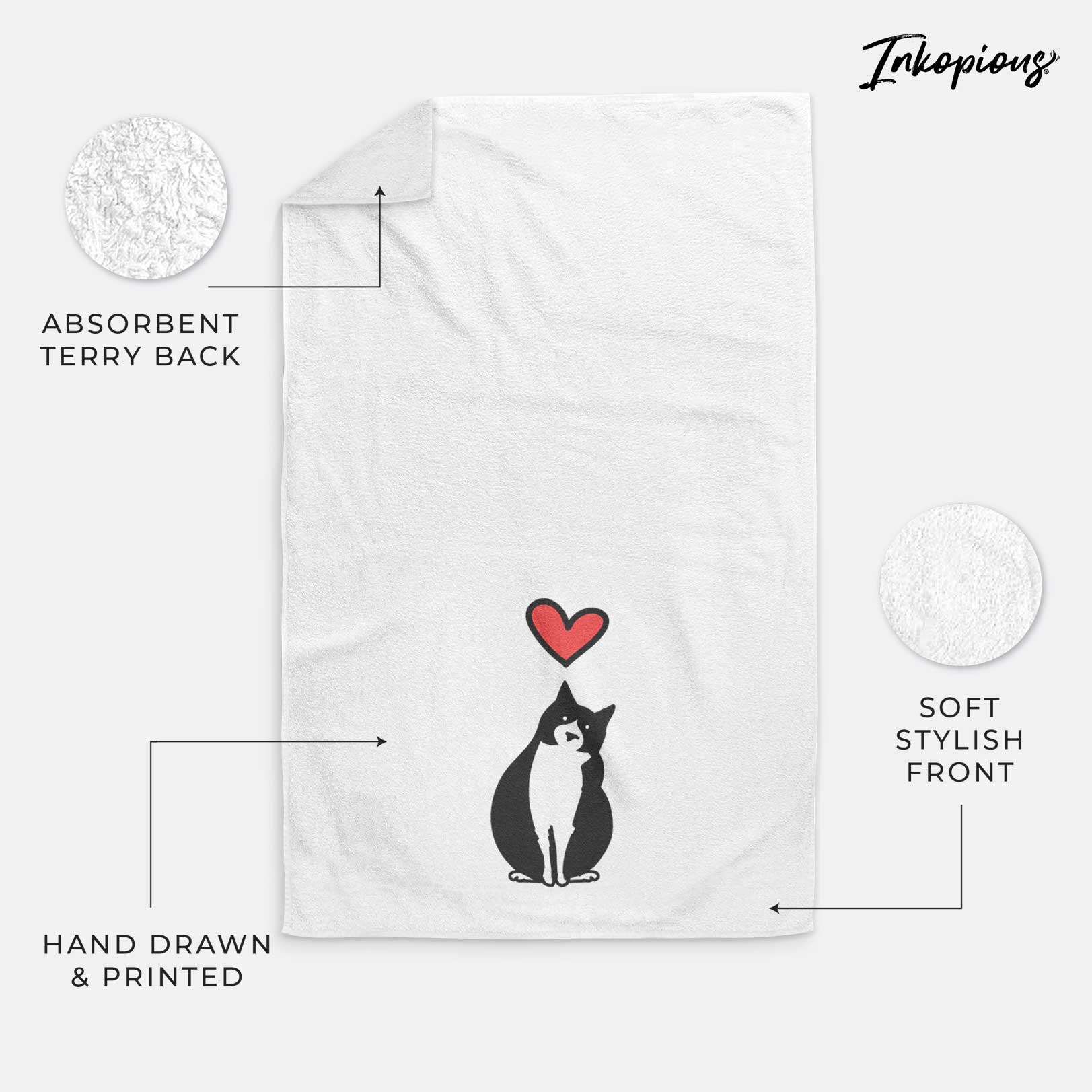 Love Always Tuxedo Cat - Oliver - Decorative Hand Towel