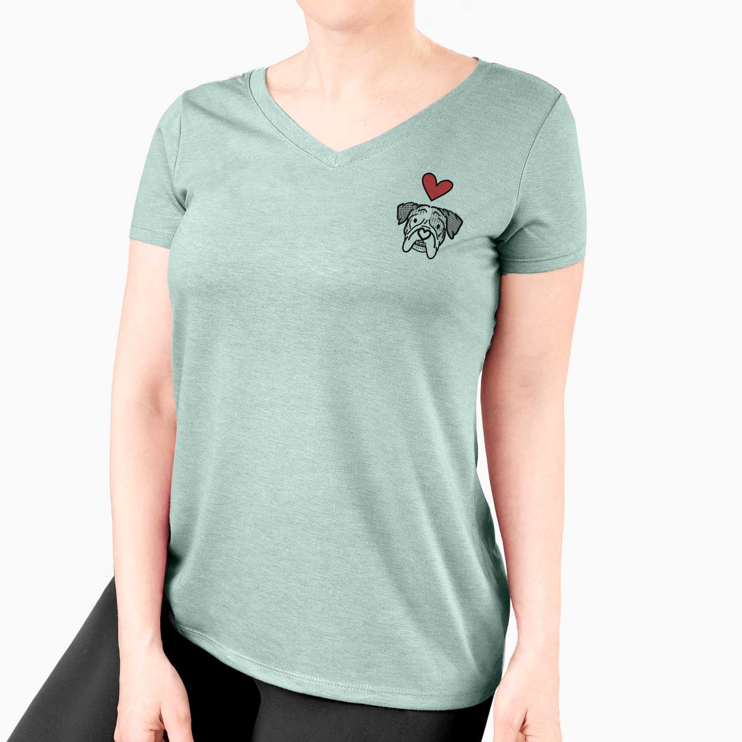 Love Always English Bulldog - Bailey - Women's V-neck Shirt