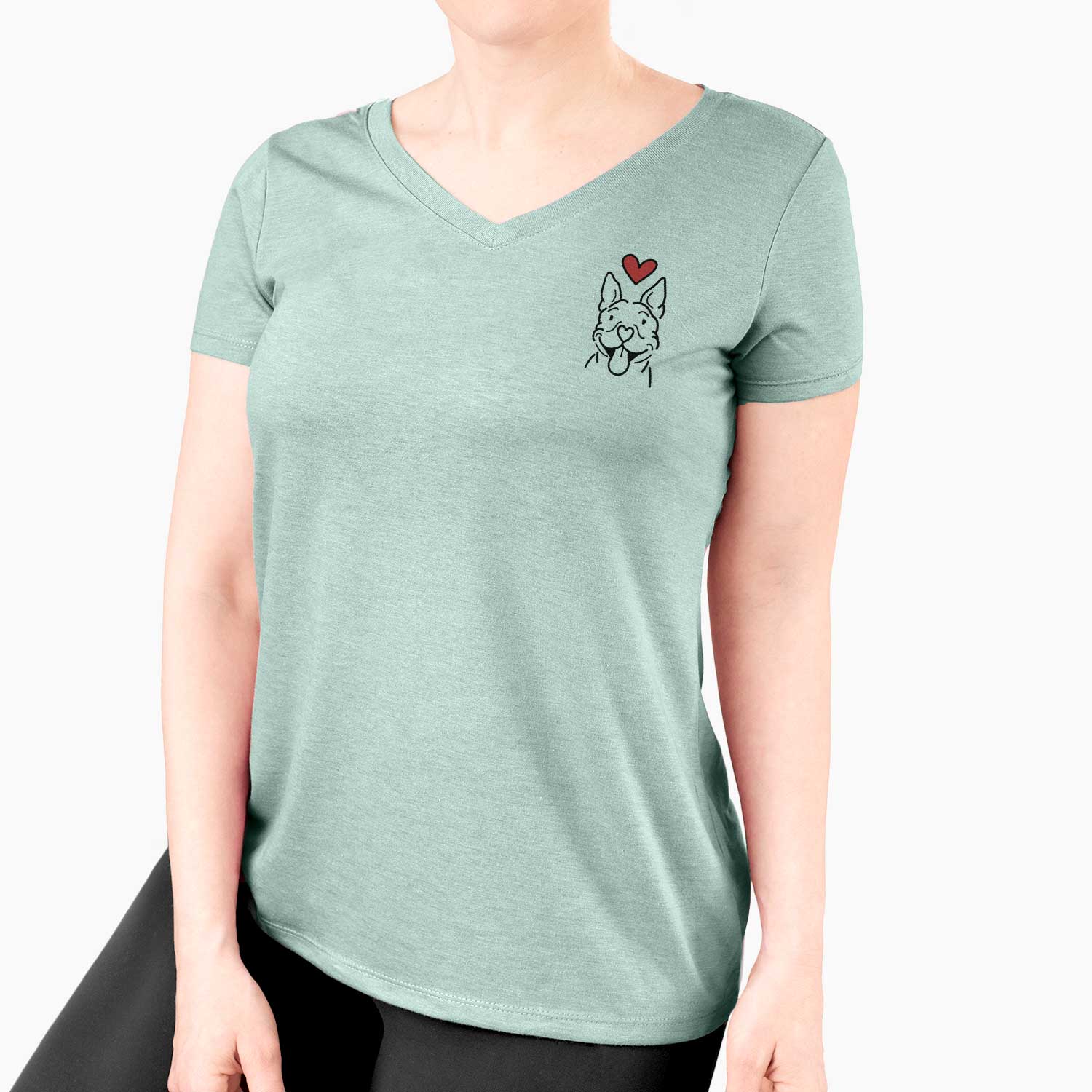 Love Always Pitbull - Basil - Women's V-neck Shirt