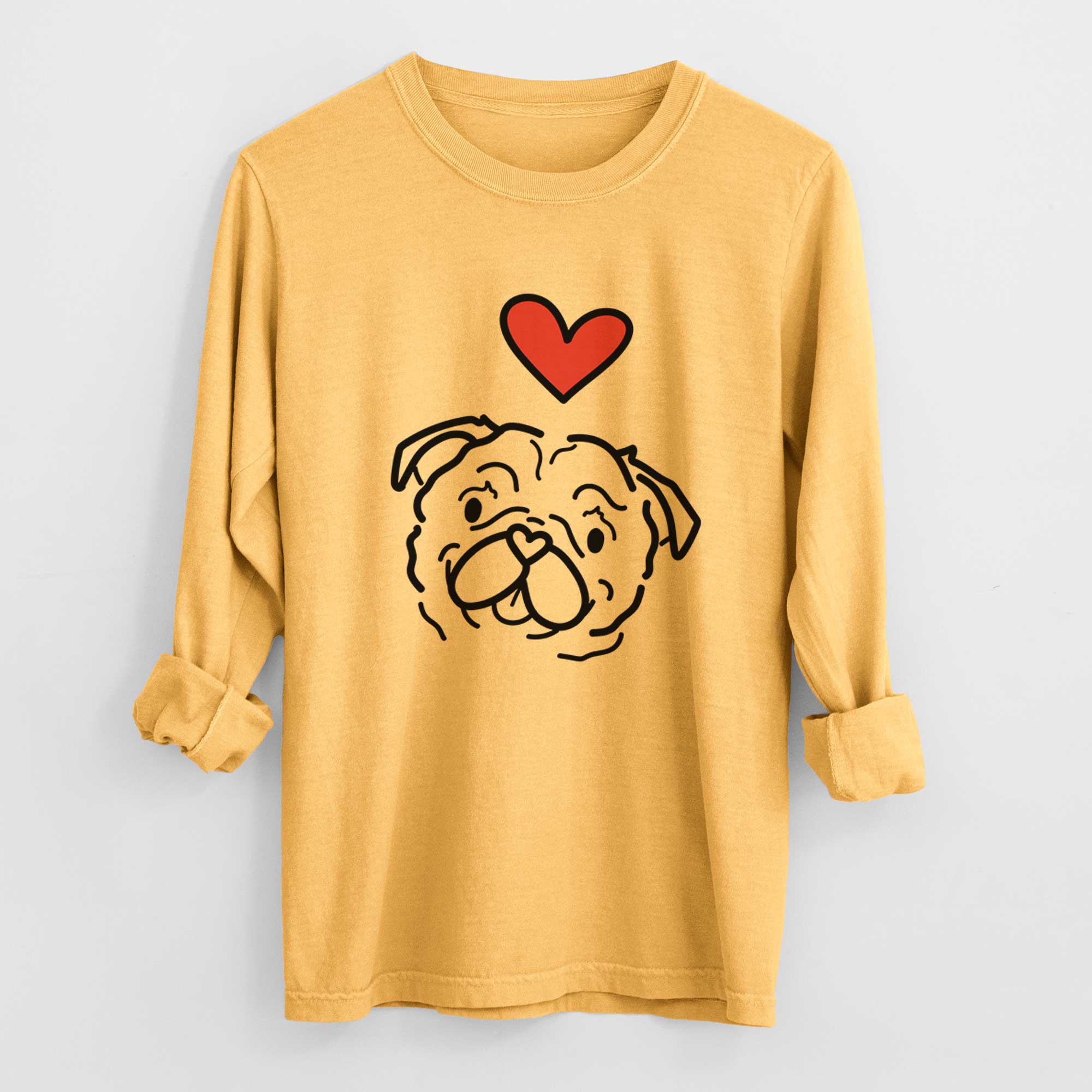 Love Always Pug - Pip - Heavyweight 100% Cotton Long Sleeve