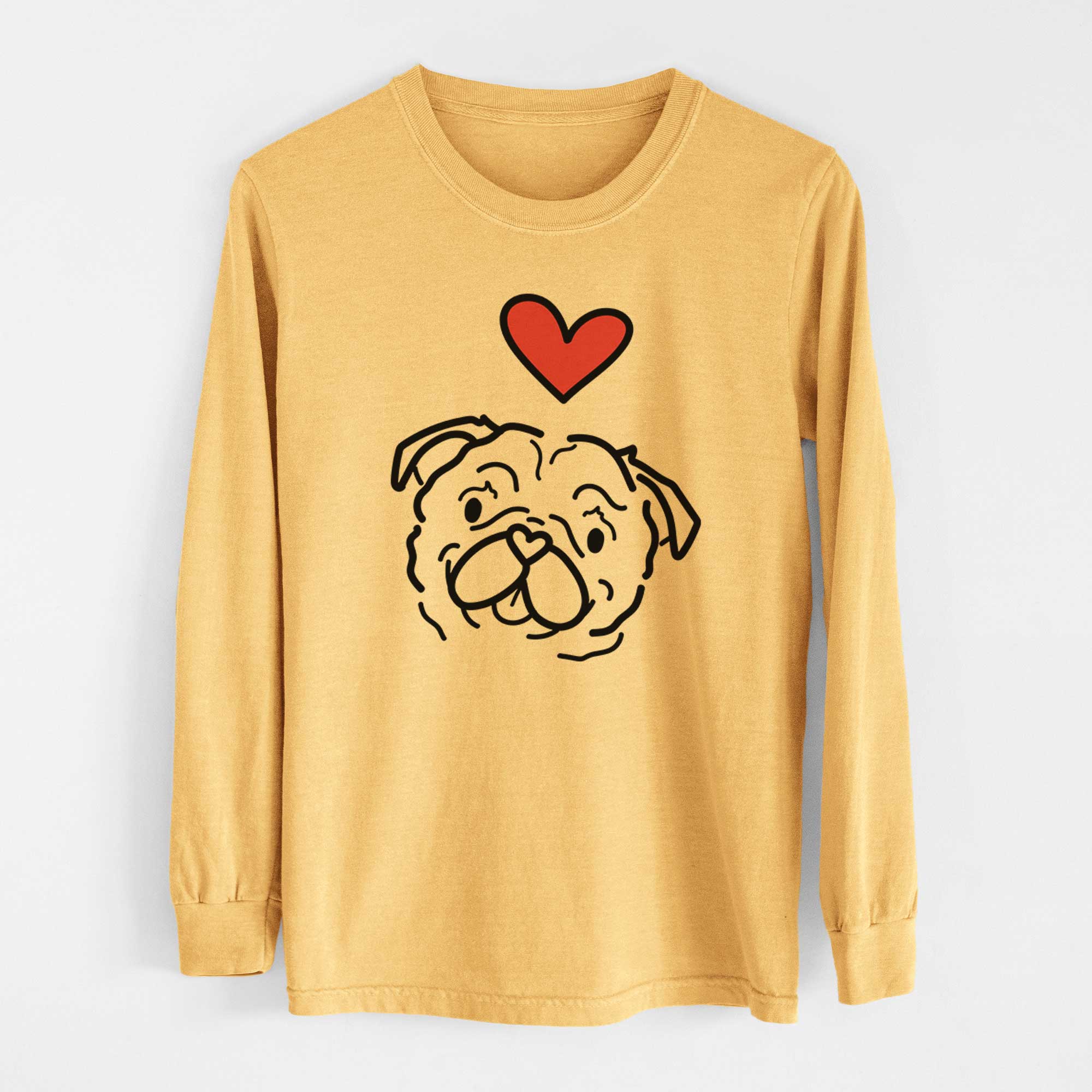 Love Always Pug - Pip - Heavyweight 100% Cotton Long Sleeve