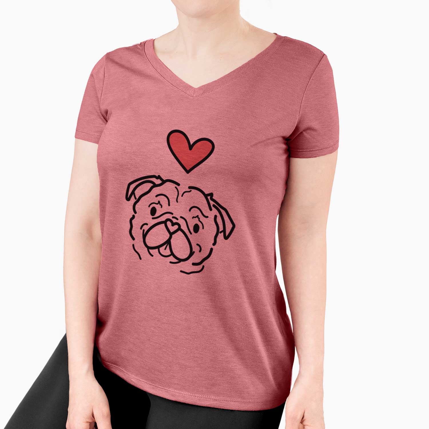 Love Always Pug - Pip - Women's V-neck Shirt