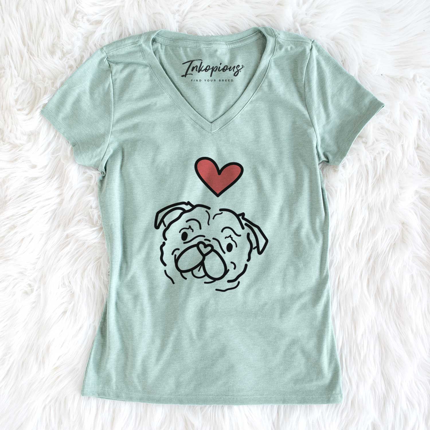 Love Always Pug - Pip - Women's V-neck Shirt