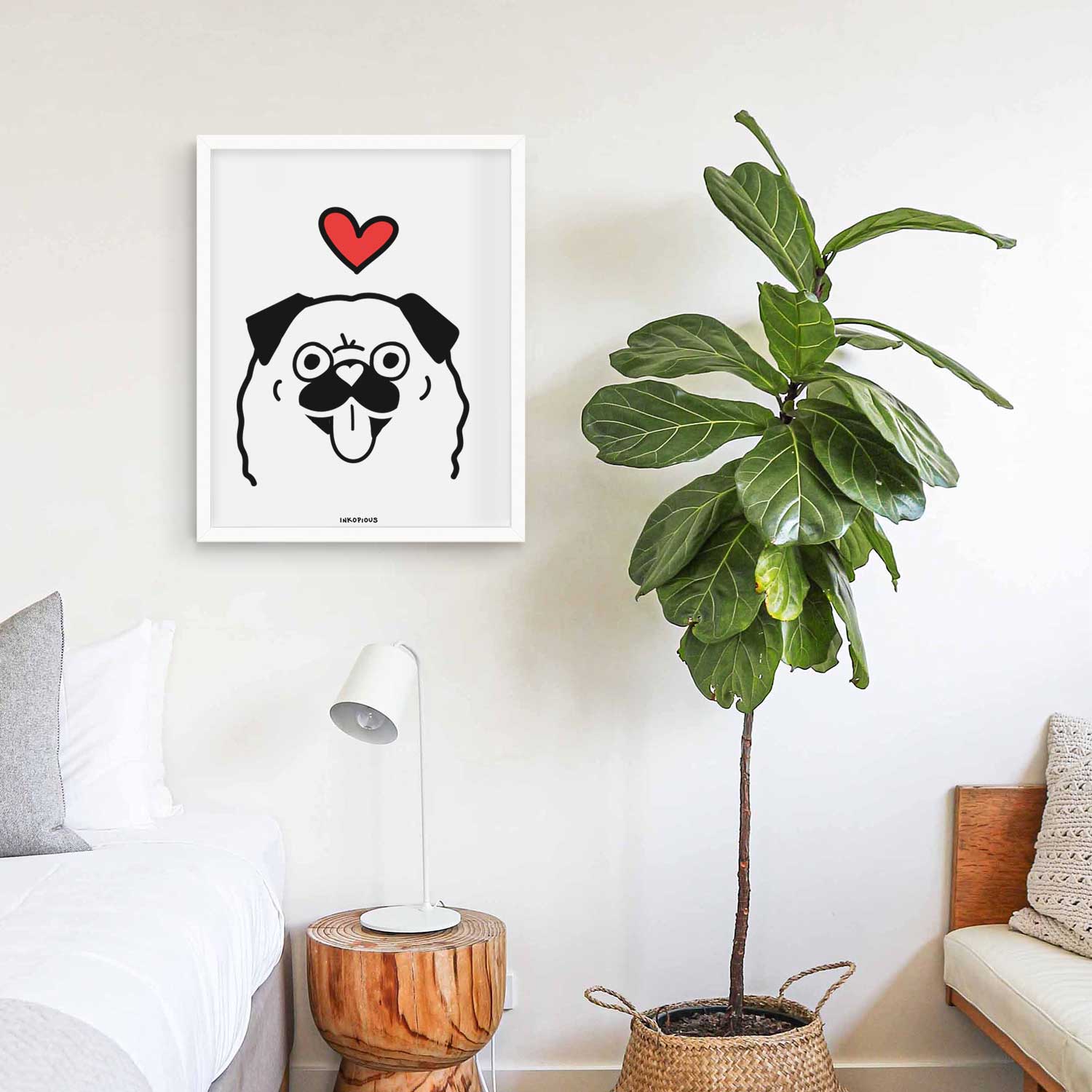 Love Always Pug Art Print