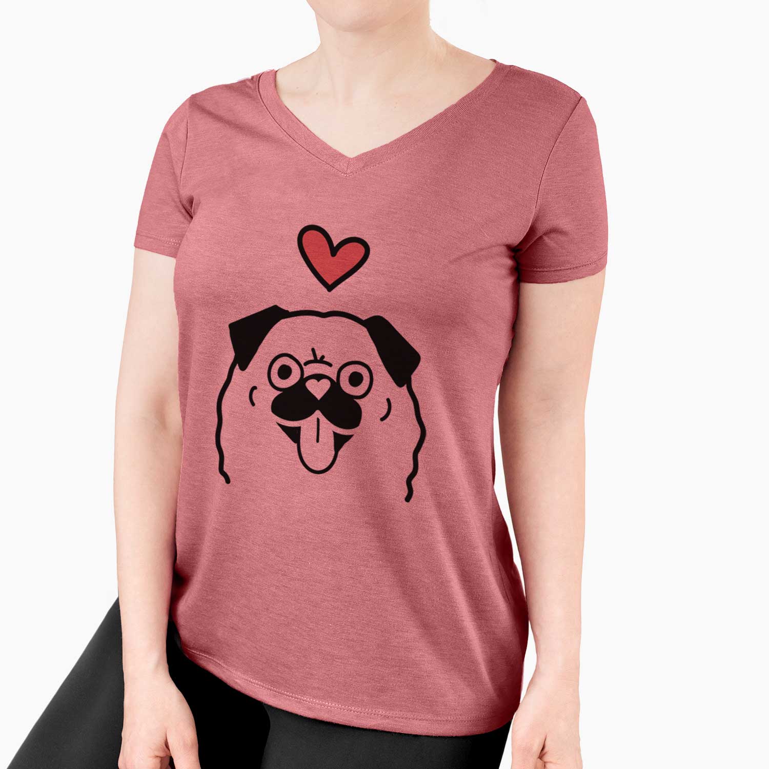 Love Always Pug - Women's V-neck Shirt