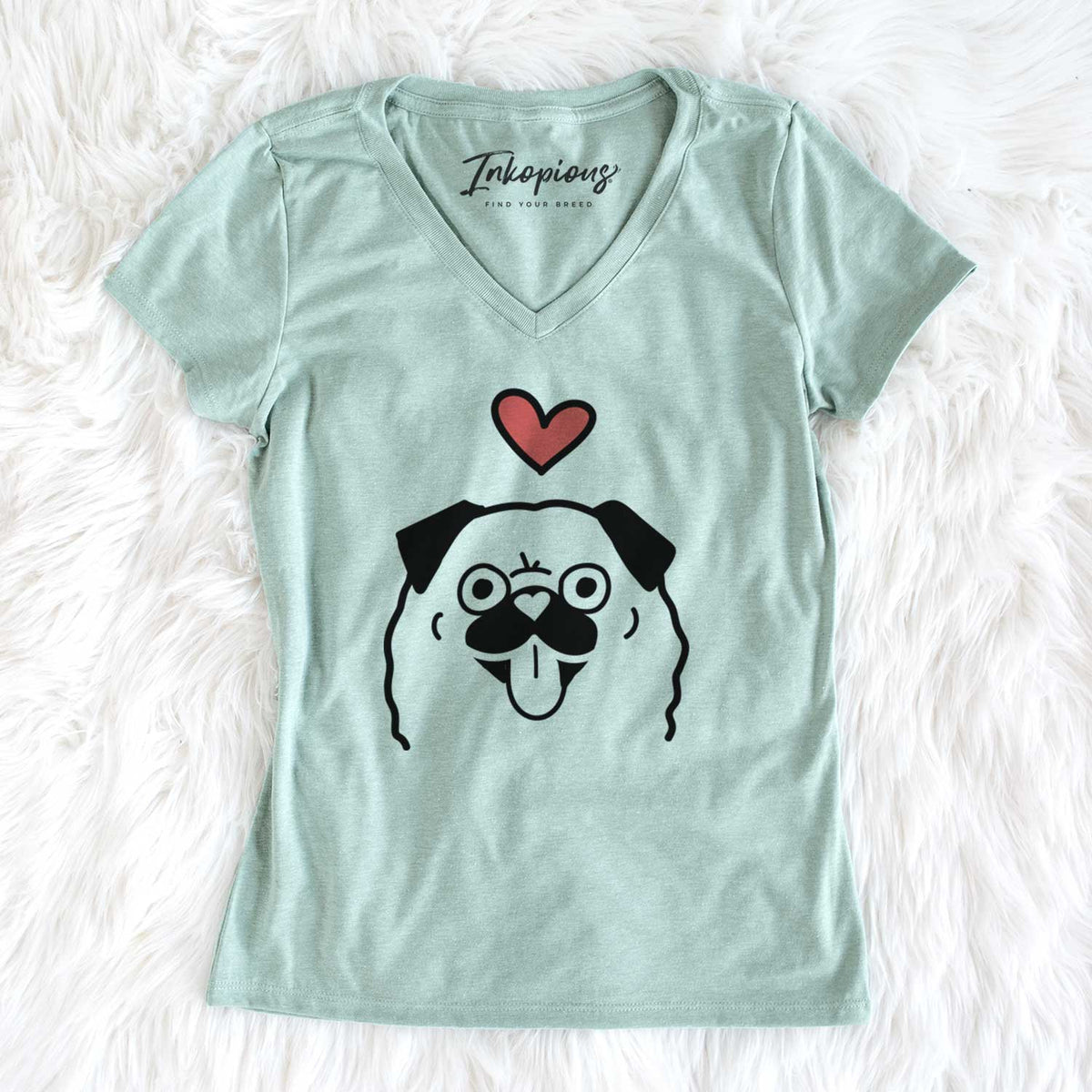 Love Always Pug - Women&#39;s V-neck Shirt