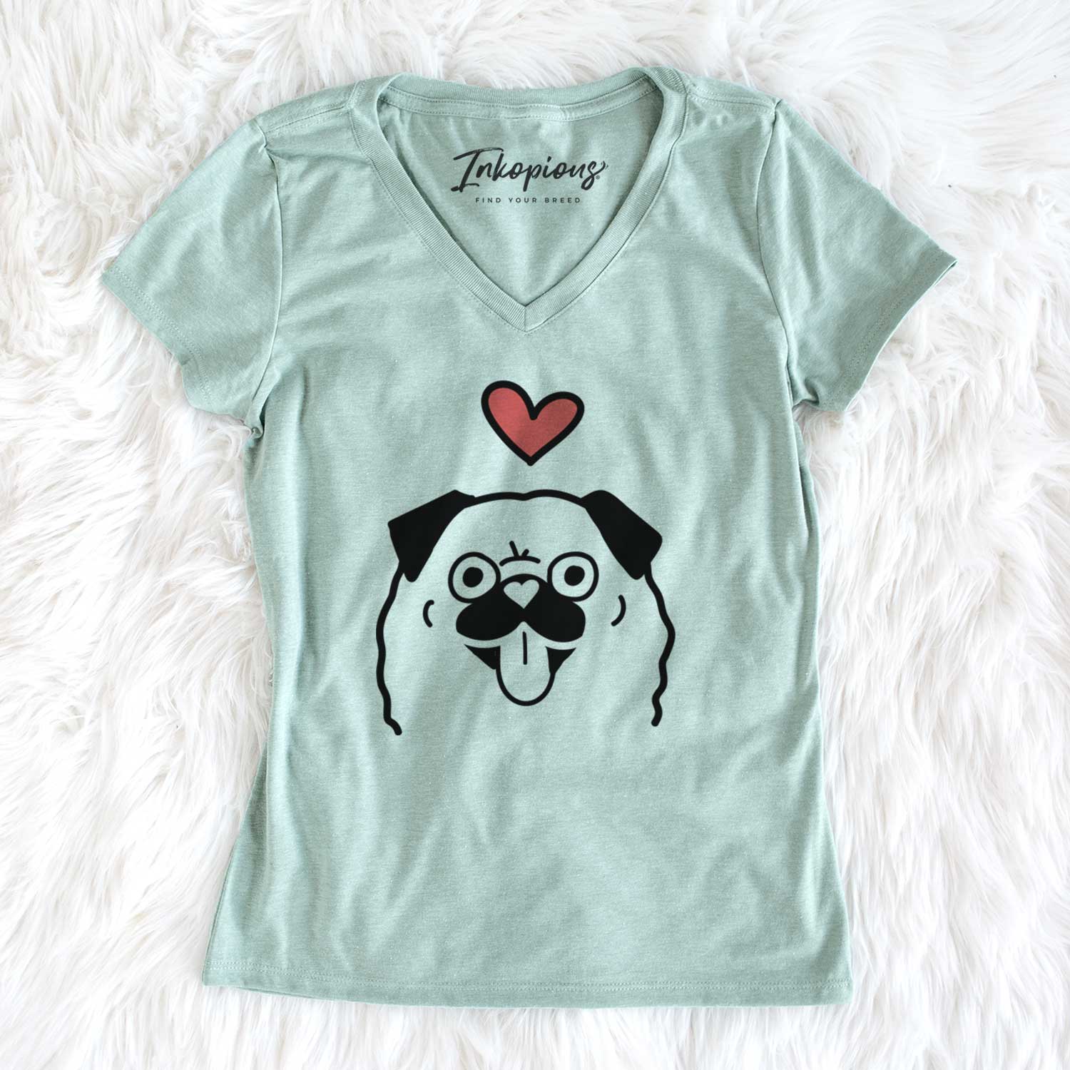 Love Always Pug - Women's V-neck Shirt