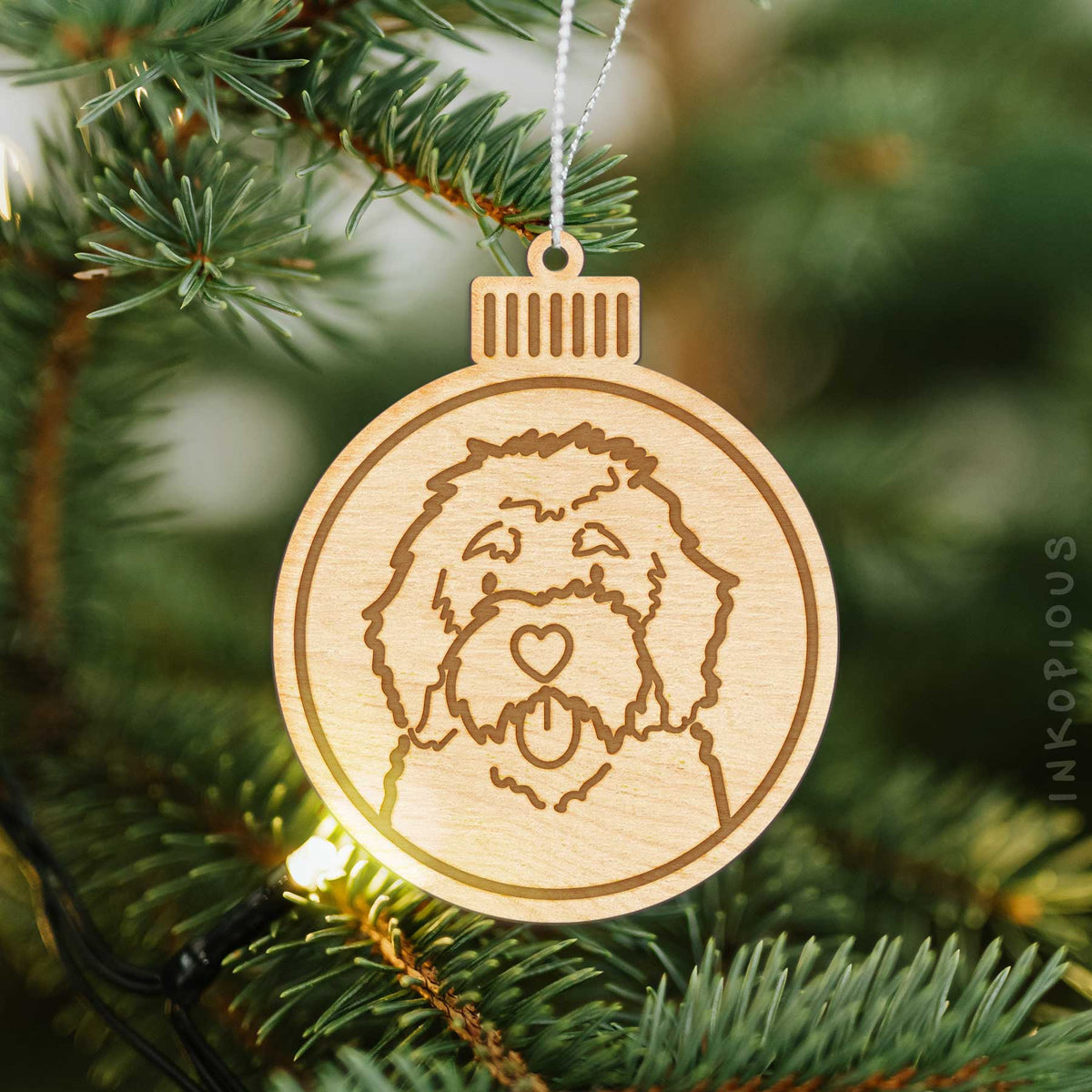 bernedoodle christmas ornament - round shape