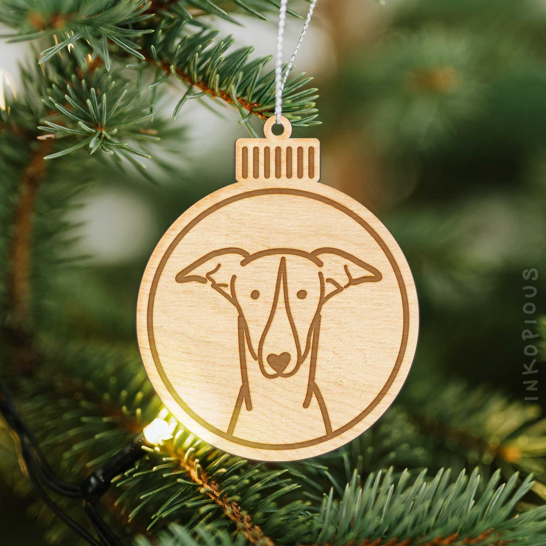 Love Always Greyhound - Wooden Ornament