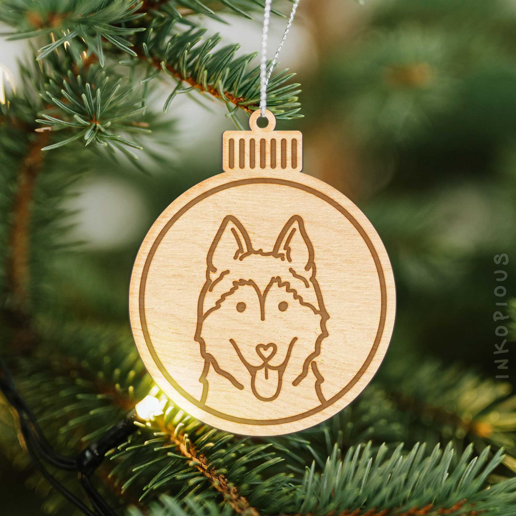 Love Always Siberian Husky - Wooden Ornament