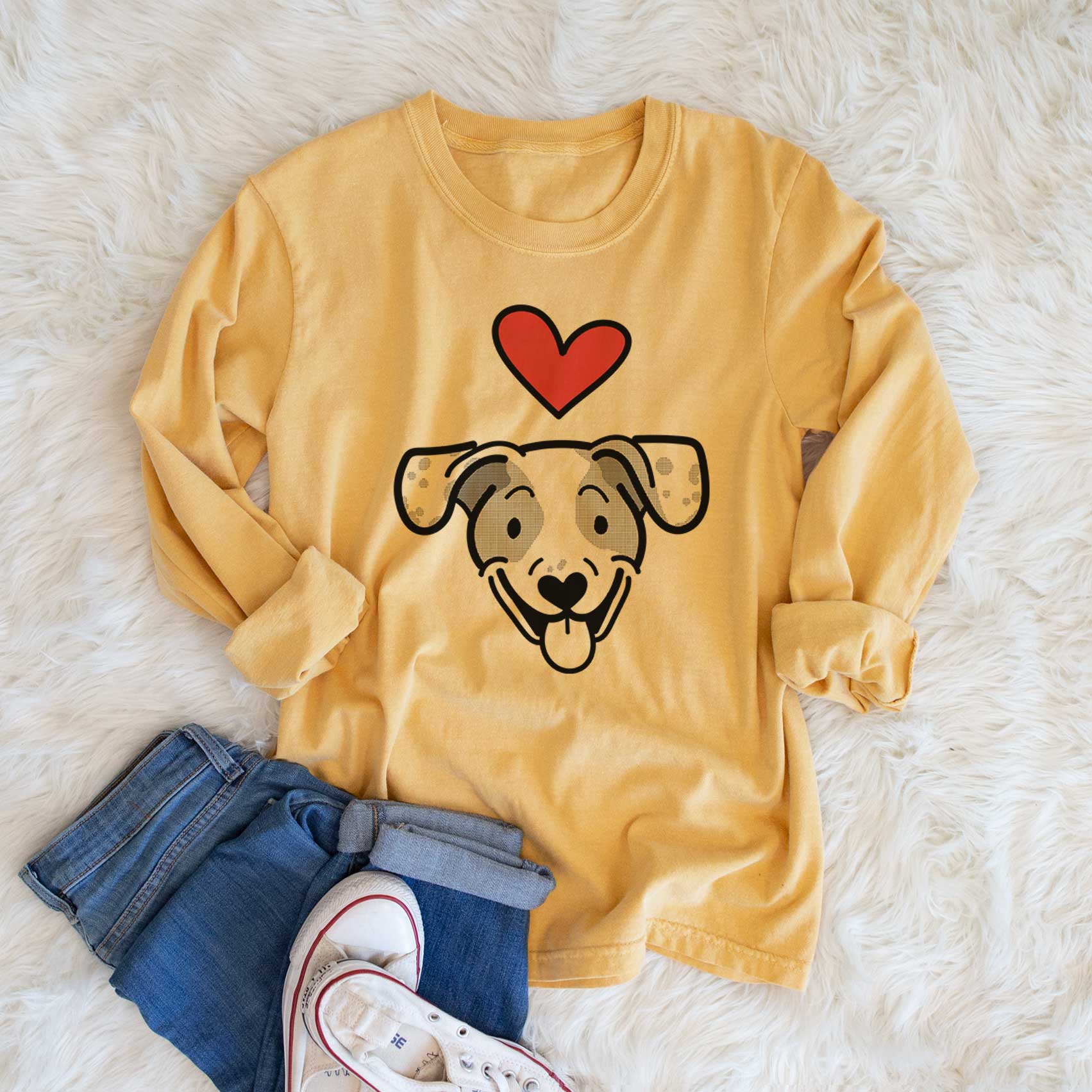 Love Always Beagle Mix - Roland - Heavyweight 100% Cotton Long Sleeve