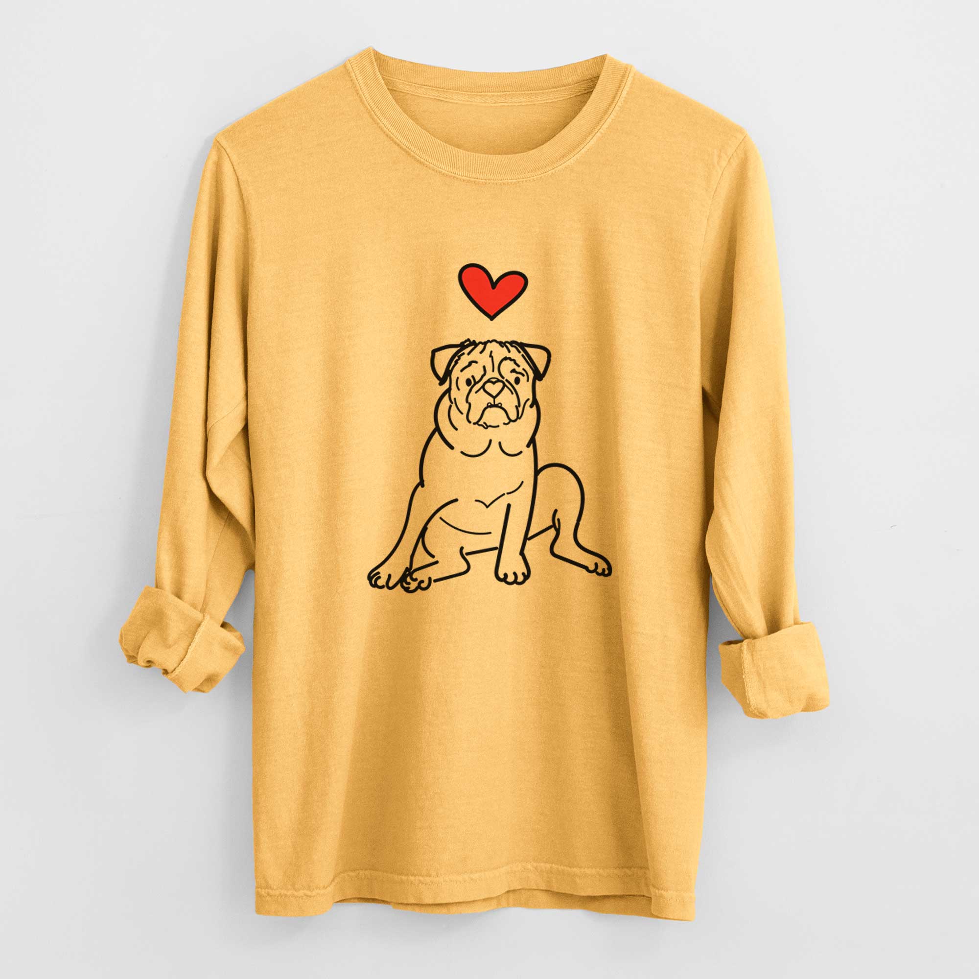 Love Always Pug - Rudy - Heavyweight 100% Cotton Long Sleeve