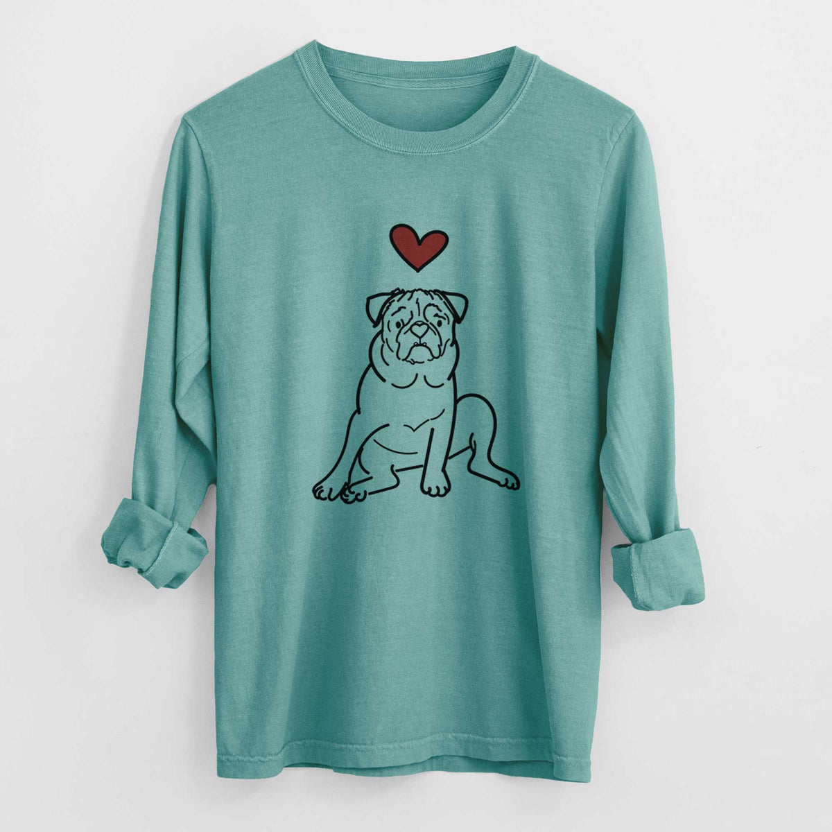 Love Always Pug - Rudy - Heavyweight 100% Cotton Long Sleeve