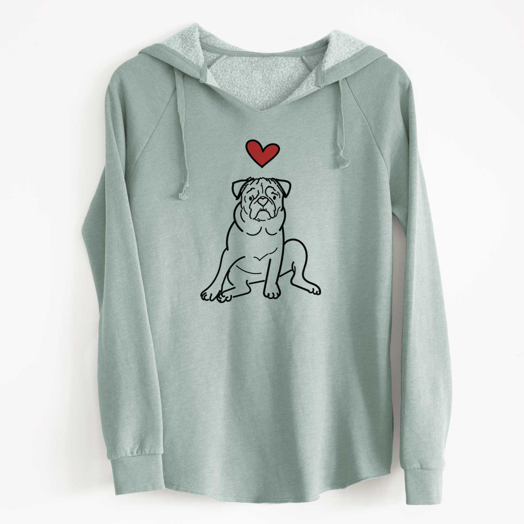 Love Always Pug - Rudy - Cali Wave Hooded Sweatshirt