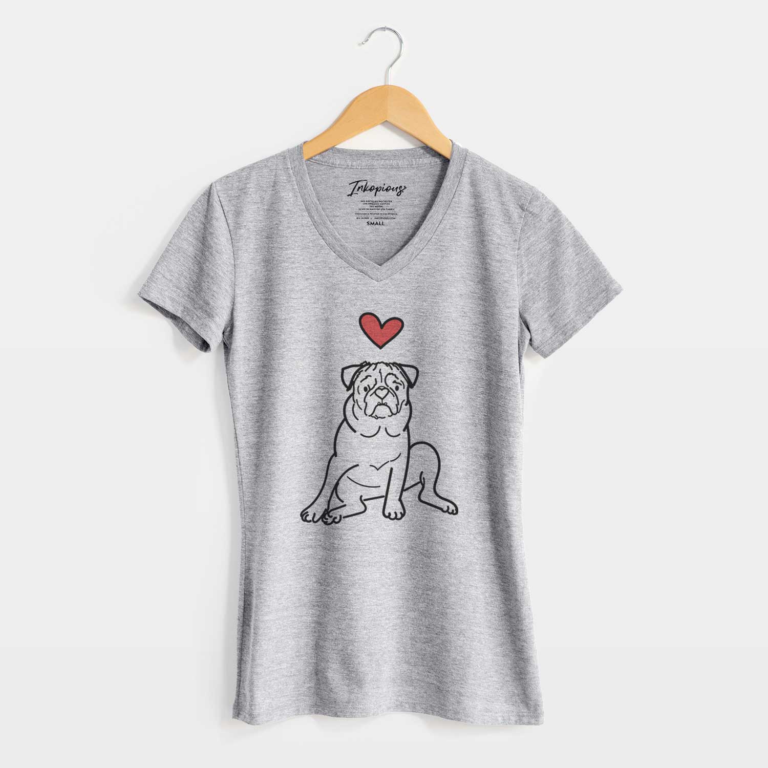 Love Always Pug - Rudy - Women's V-neck Shirt