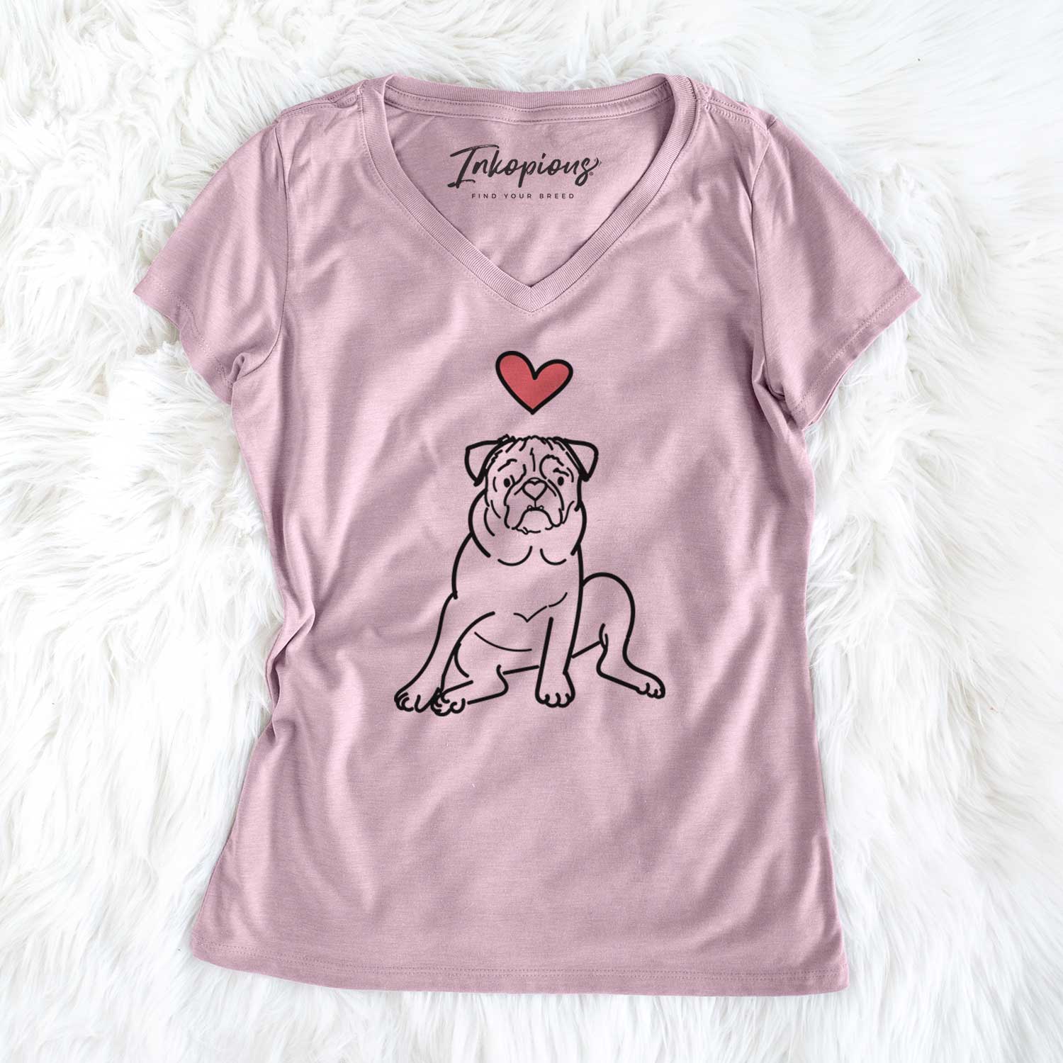 Love Always Pug - Rudy - Women's V-neck Shirt