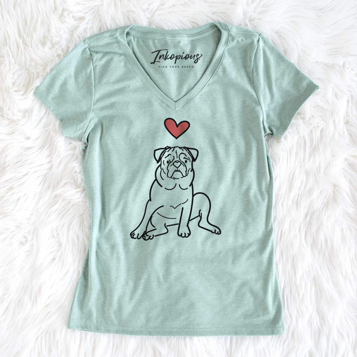 Love Always Pug - Rudy - Women&#39;s V-neck Shirt