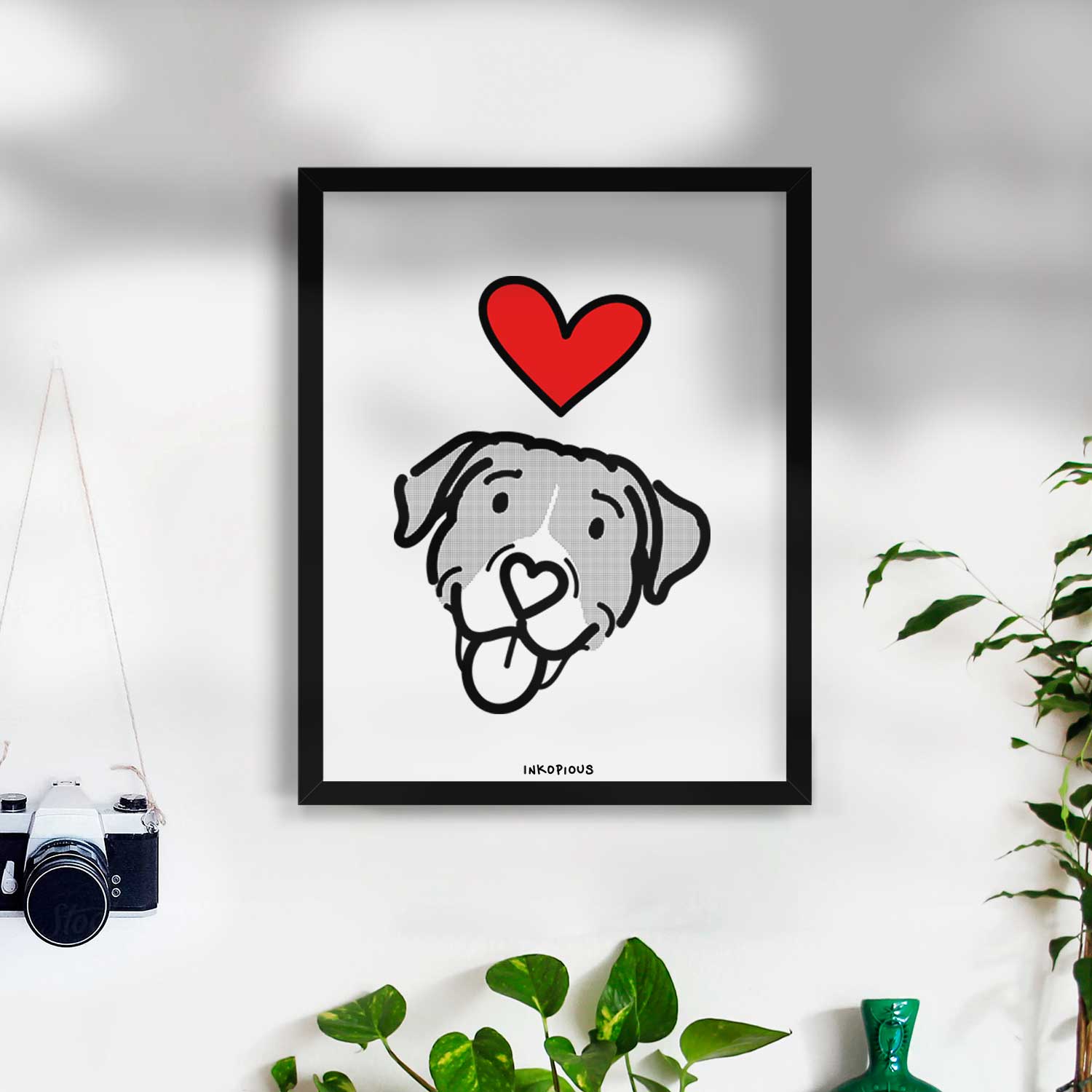 Love Always Pitbull Mix - Shadow Art Print