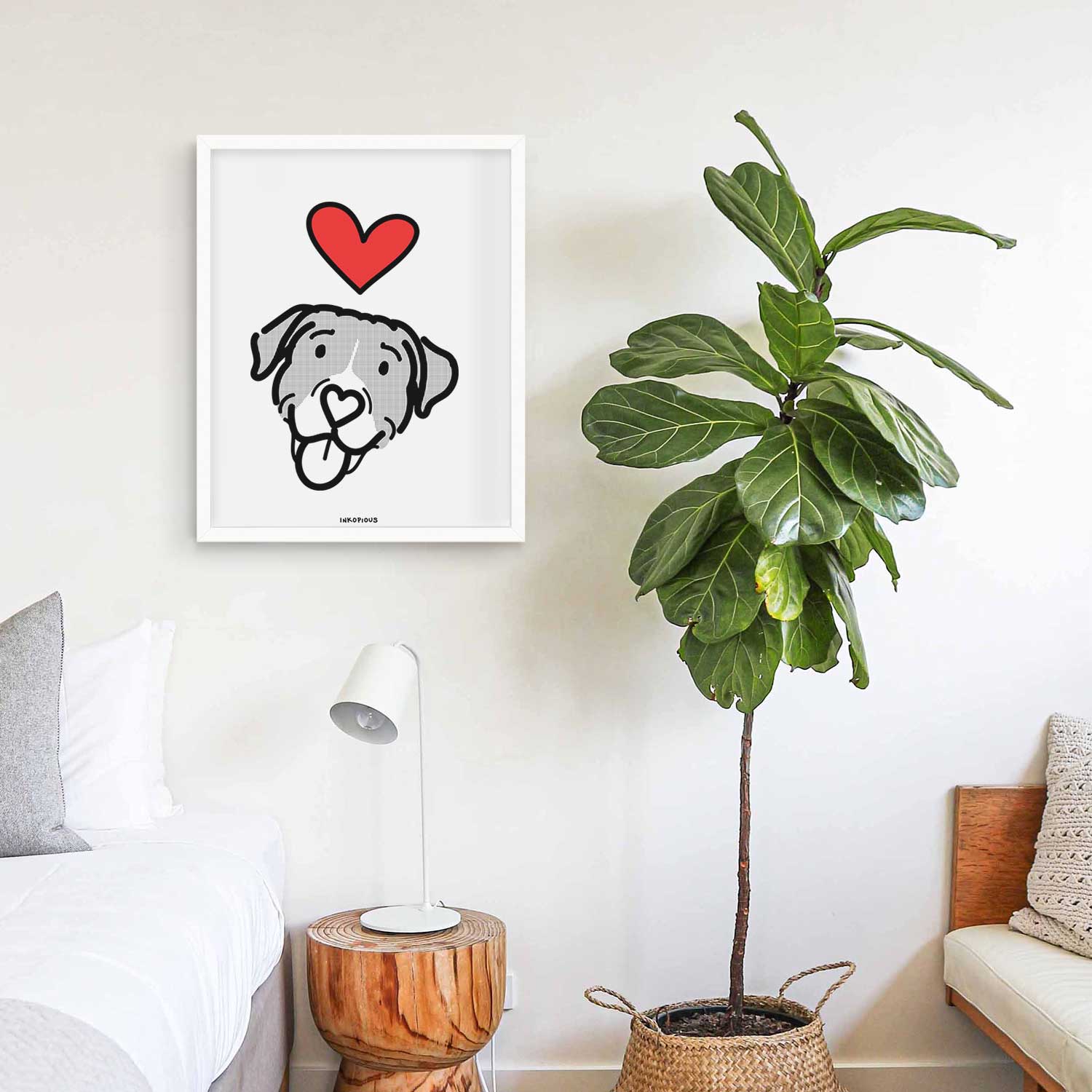 Love Always Pitbull Mix - Shadow Art Print