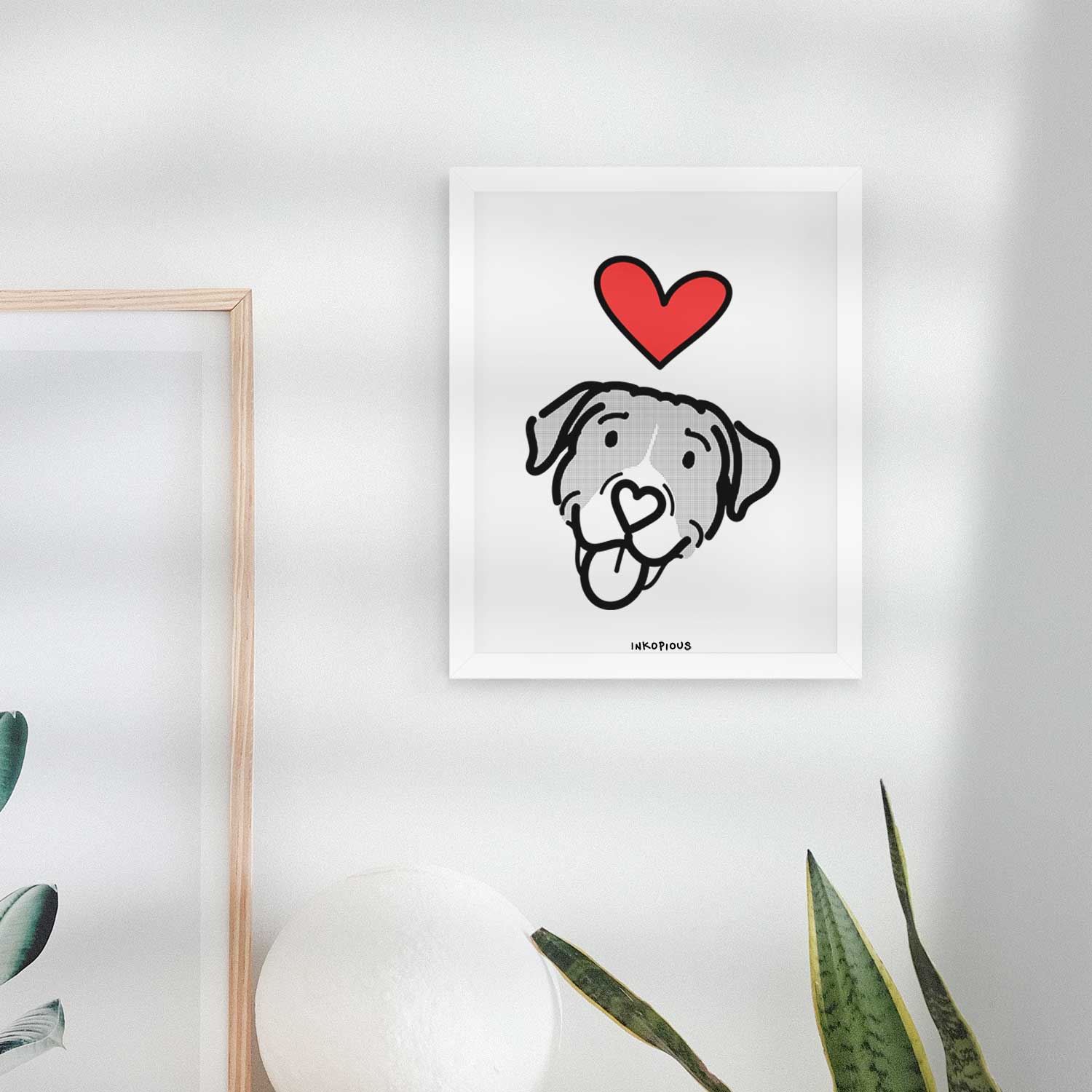 Love Always Pitbull Mix - Shadow Art Print