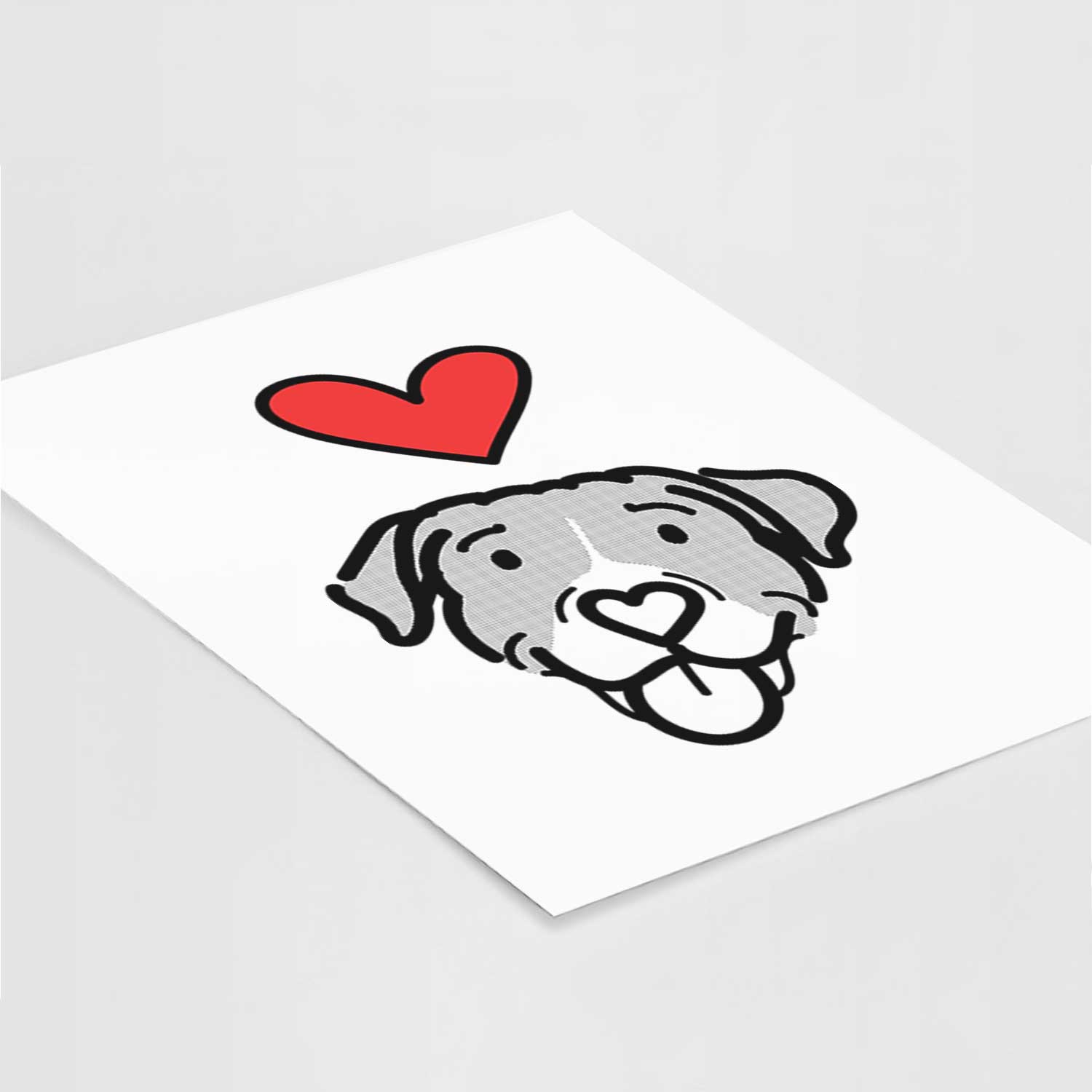 Love Always Pitbull Mix - Shadow Art Print