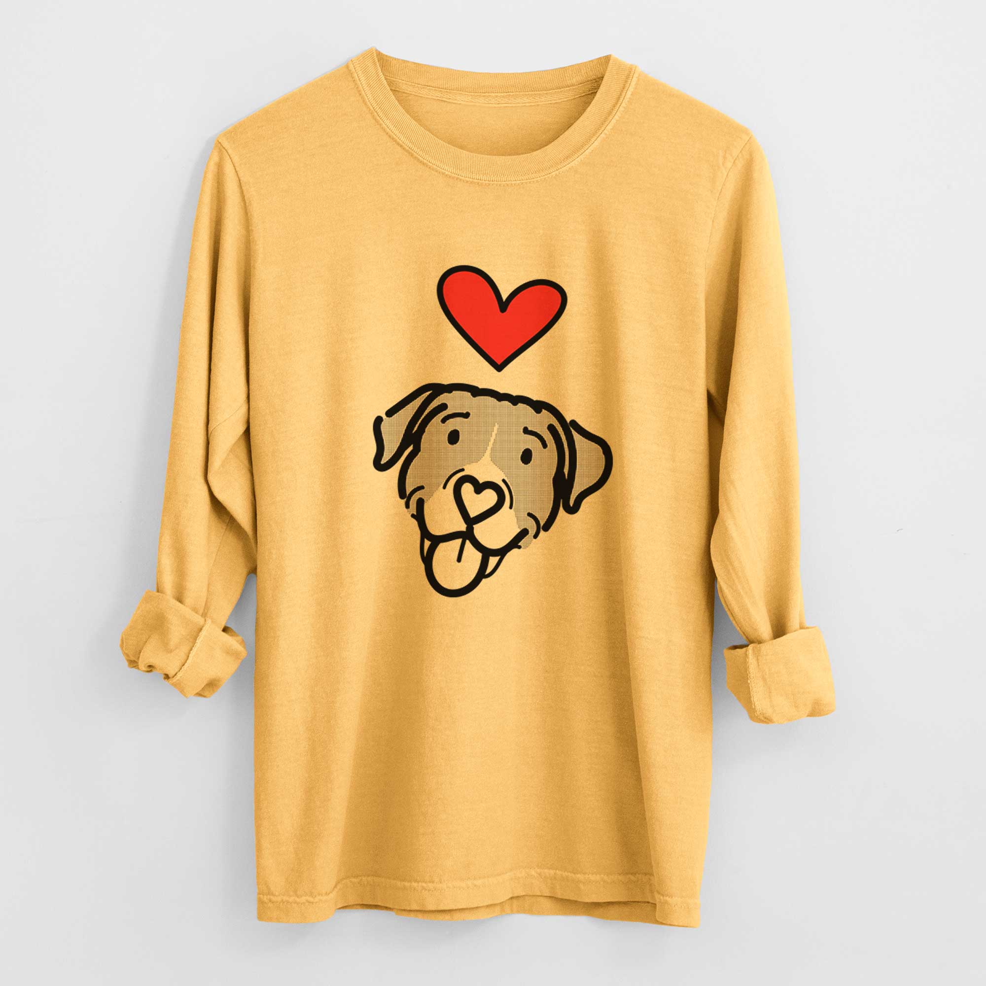 Love Always Pitbull Mix - Shadow - Heavyweight 100% Cotton Long Sleeve